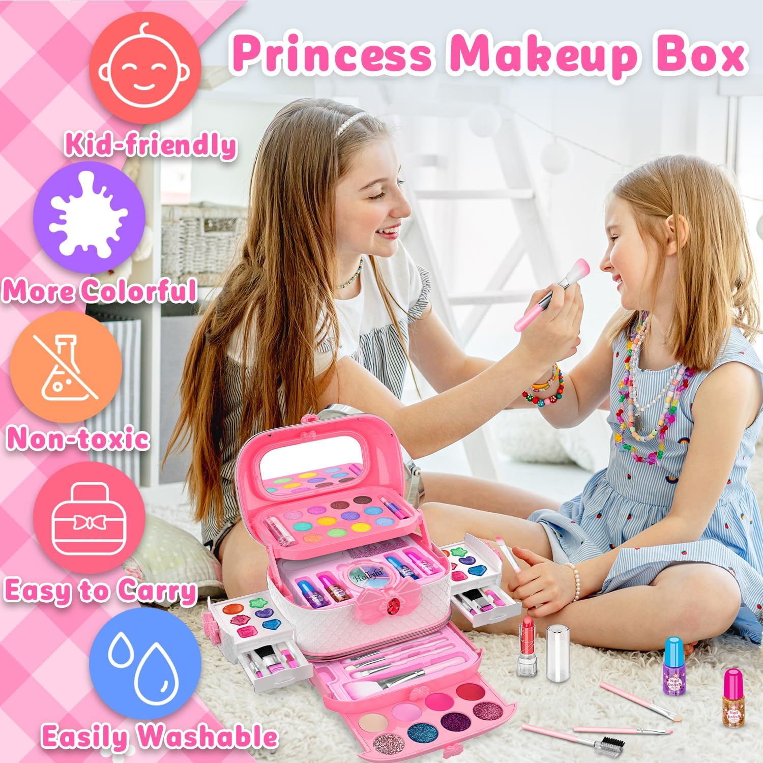 Hollyhi 58-Piece Kids Makeup Kit