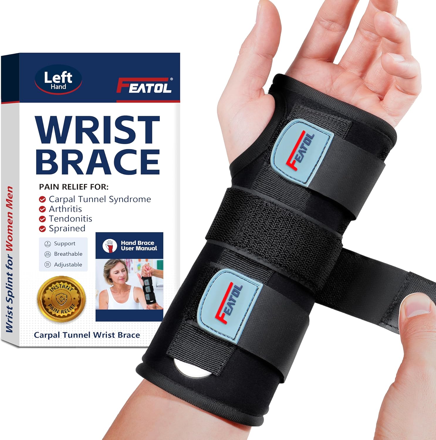 FEATOL Wrist Brace for Carpal Tunnel