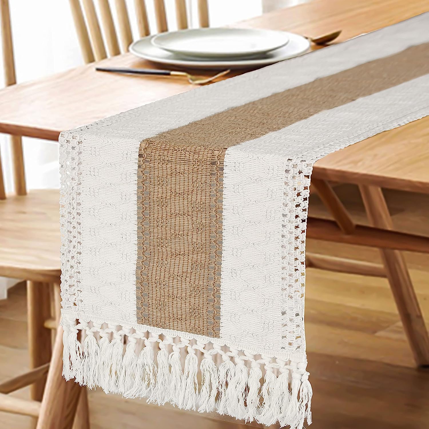FEXIA Boho Table Runner for Thanksgiving Fall Christmas
