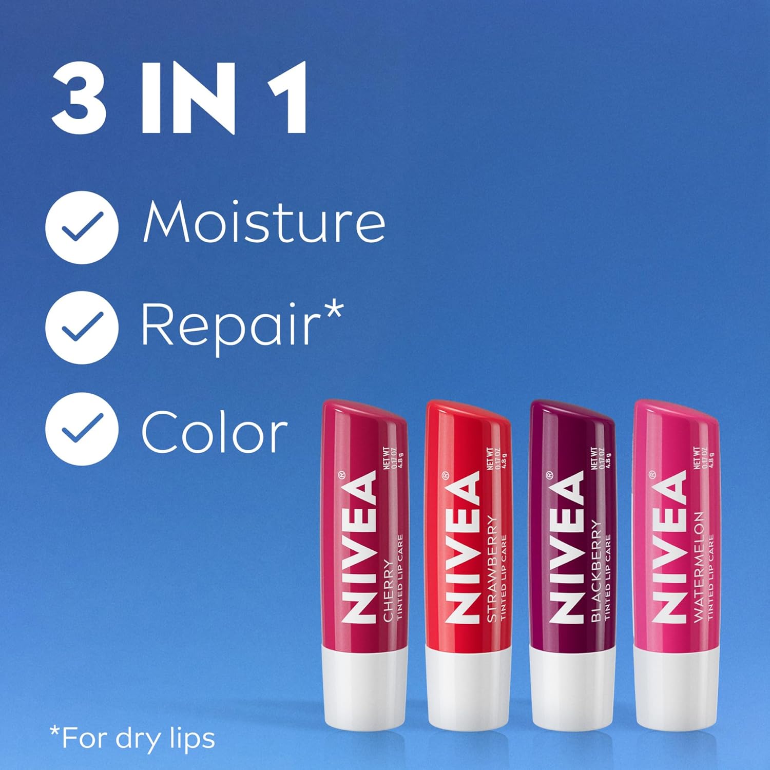 NIVEA Lip Care Fruity Tinted Lip Balm Variety Pack
