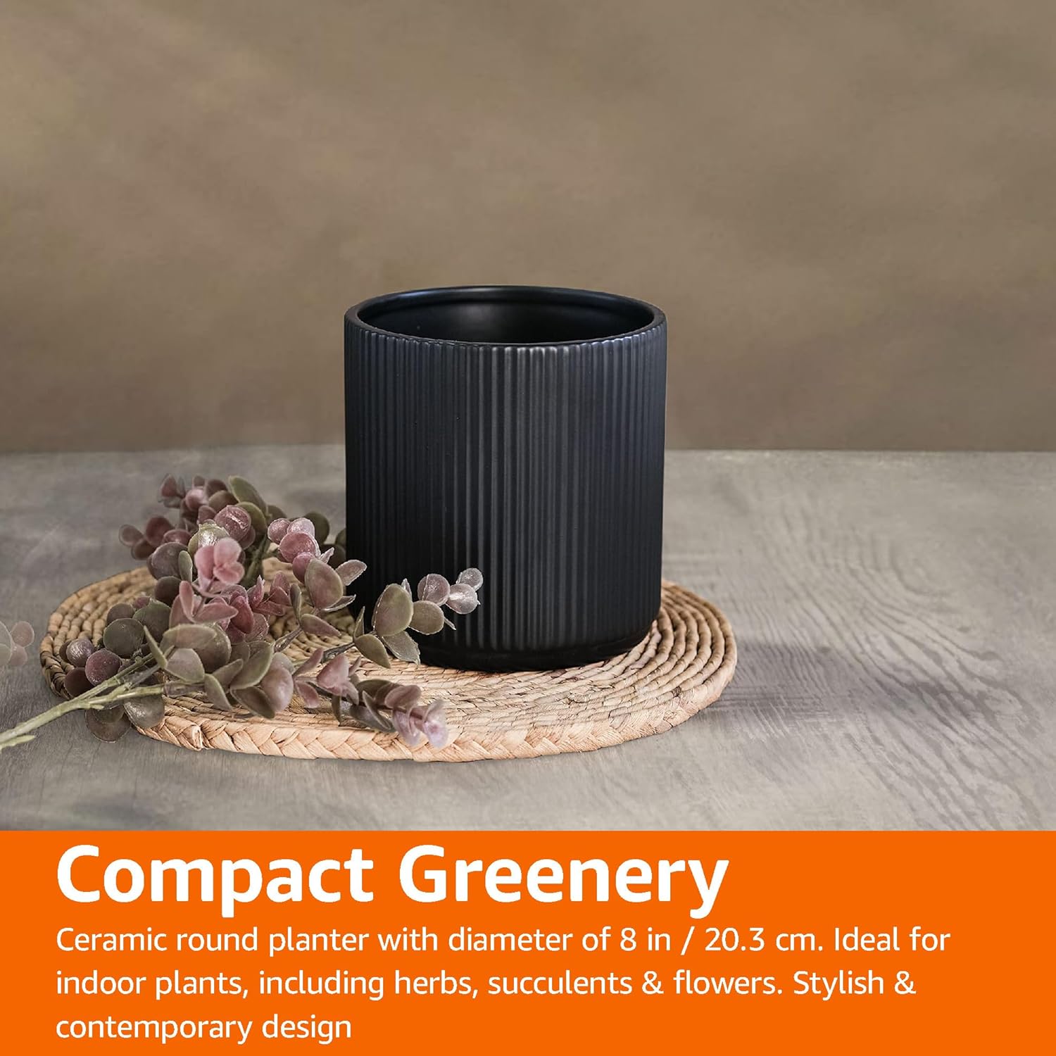 Fluted Round Ceramic Planter