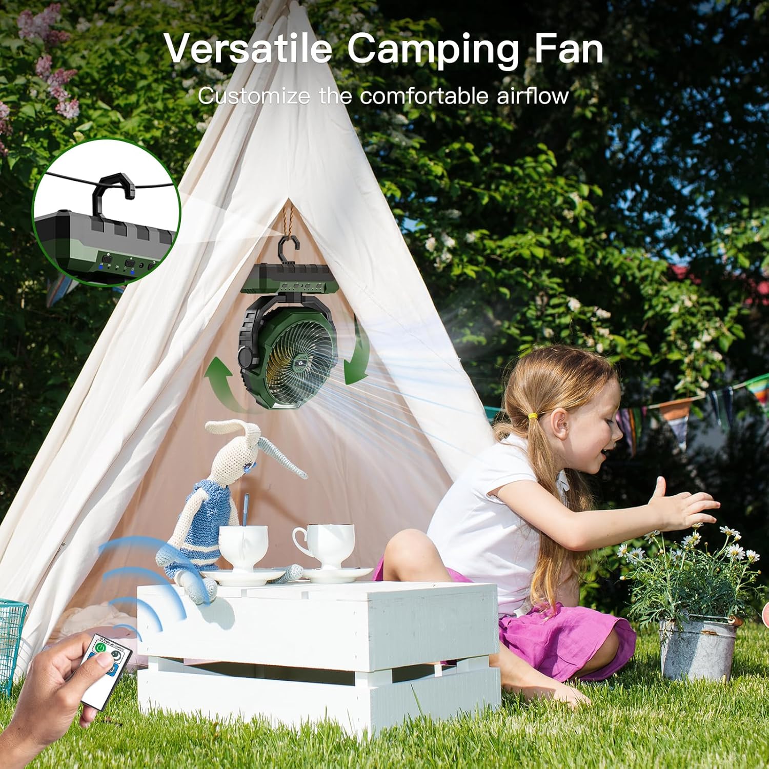 FRIZCOL 3-in-1 Camping Fan Rechargeable
