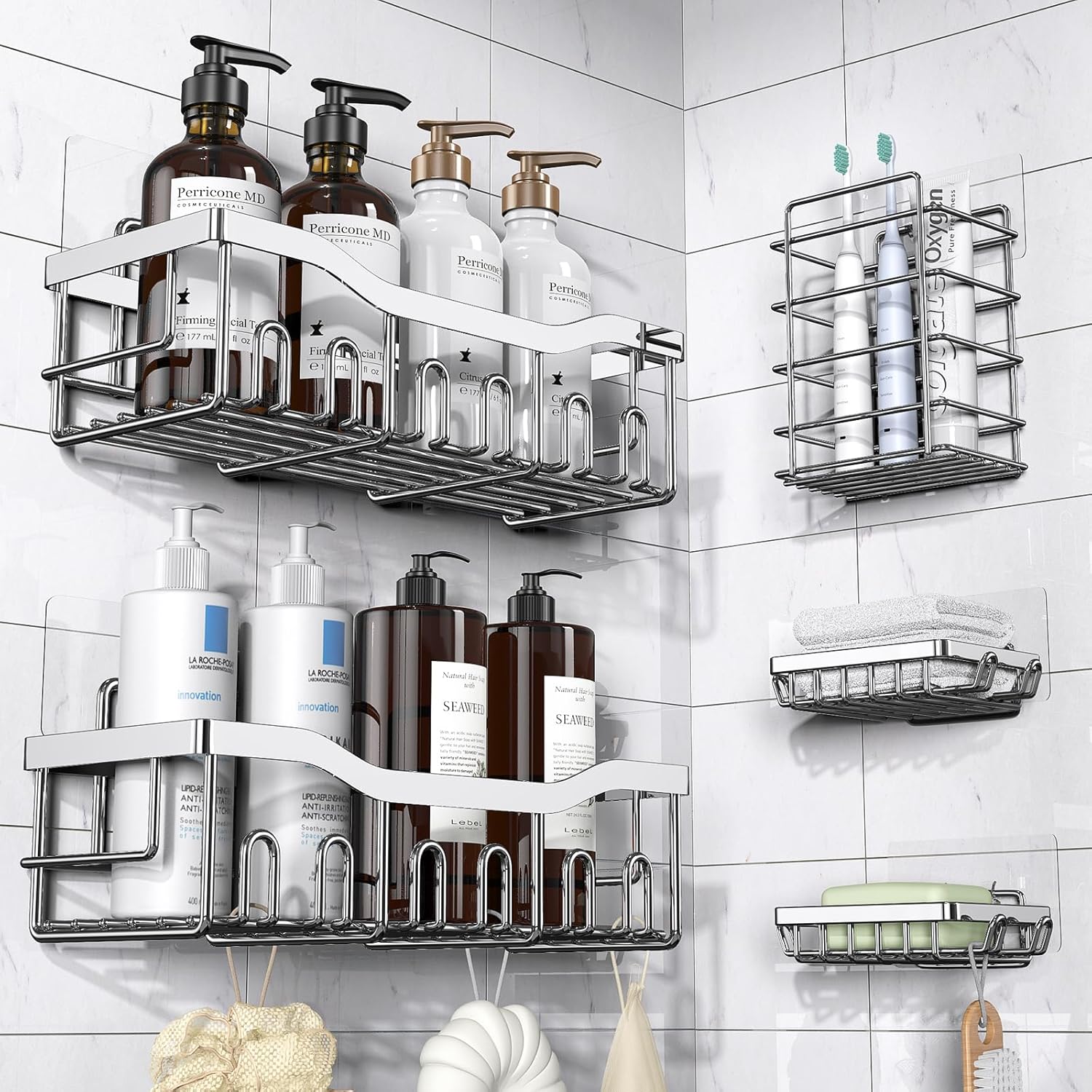5-Pack Adhesive Shower Caddy