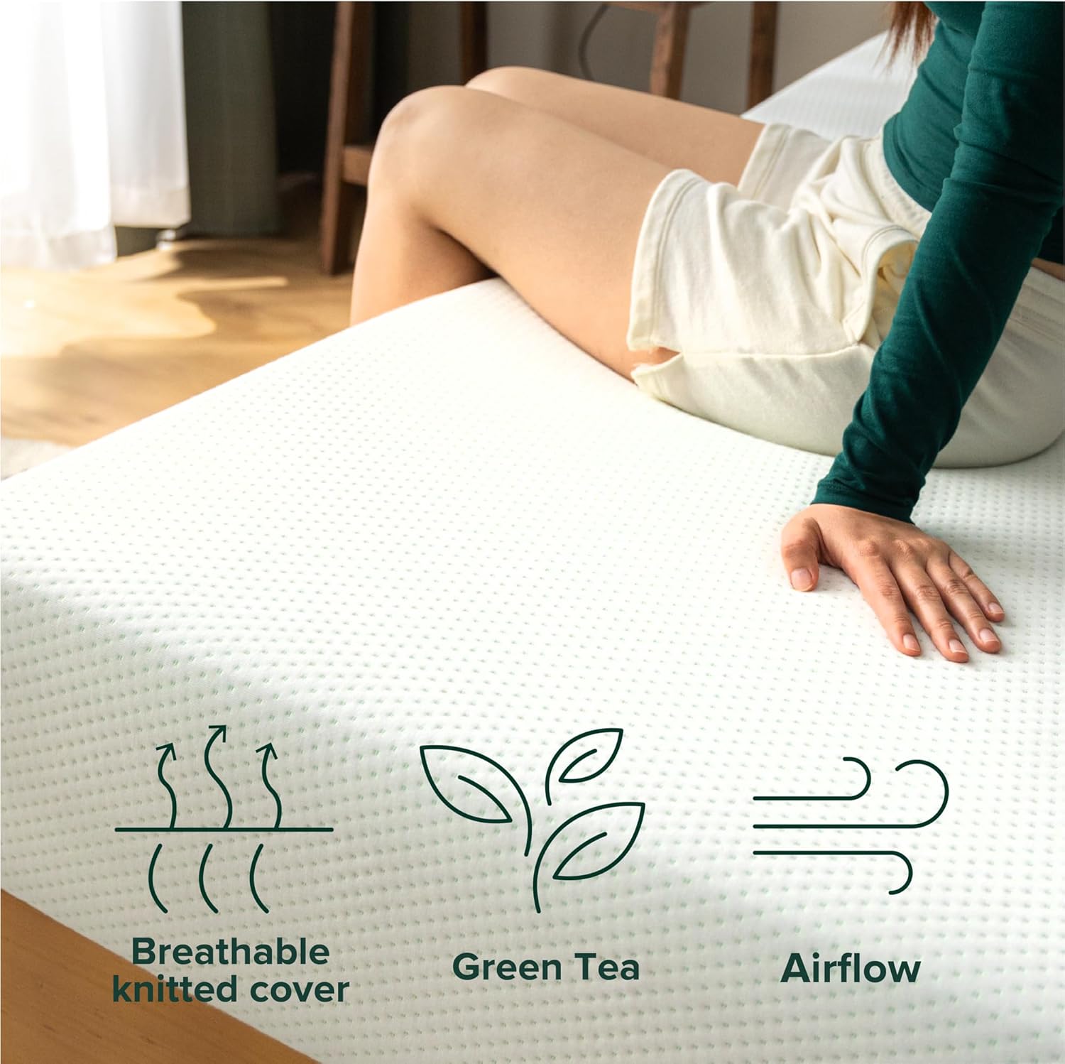 ZINUS 6 Inch Twin Green Tea Memory Foam Mattress