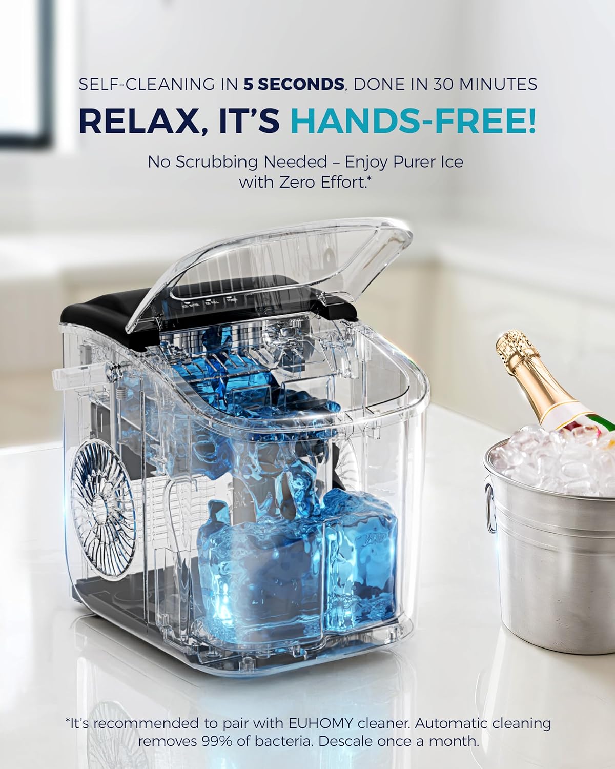 EUHOMY Countertop Ice Maker with Handle