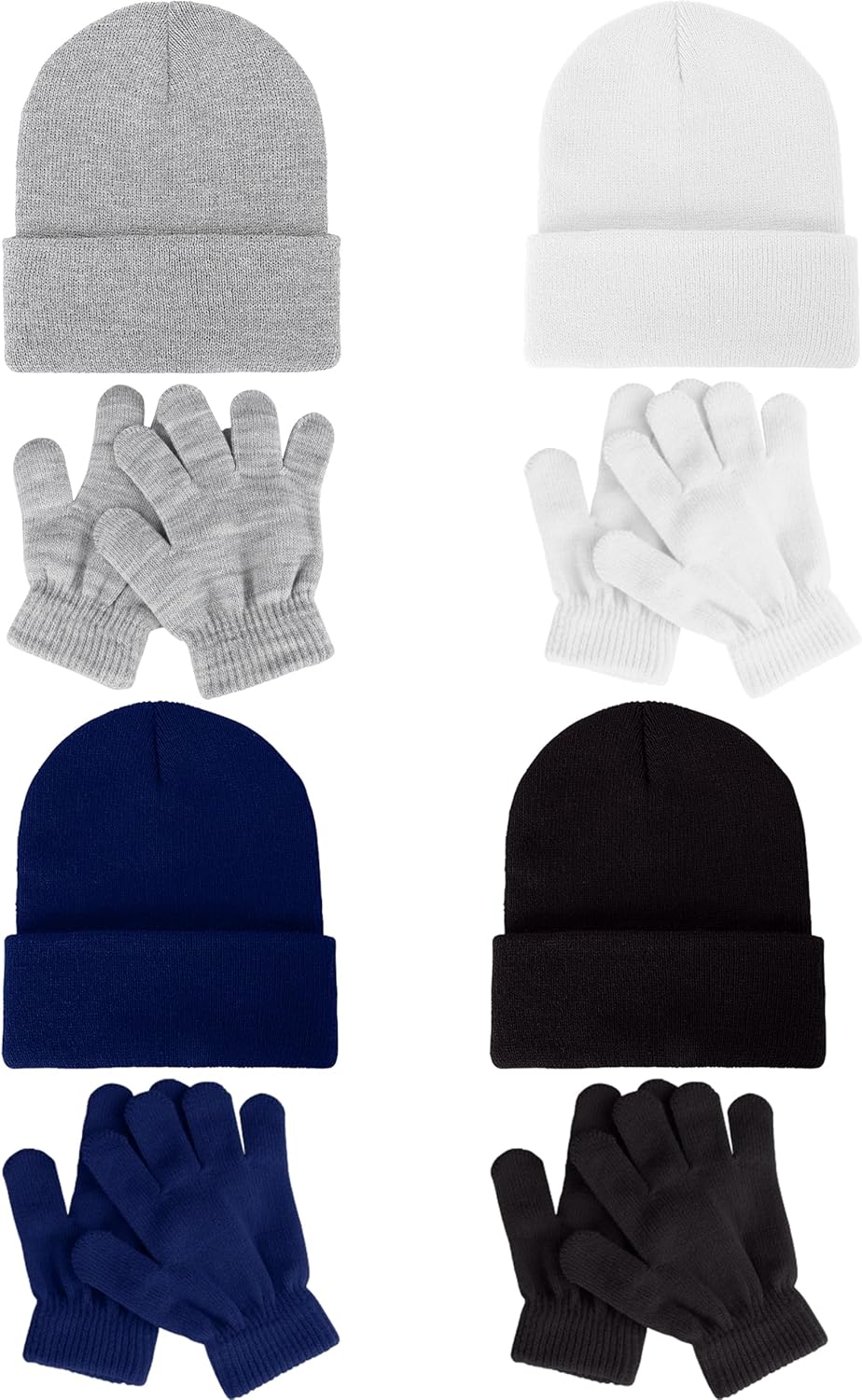 Glooarm 8 Pack Kids Beanie Hats and Gloves Set