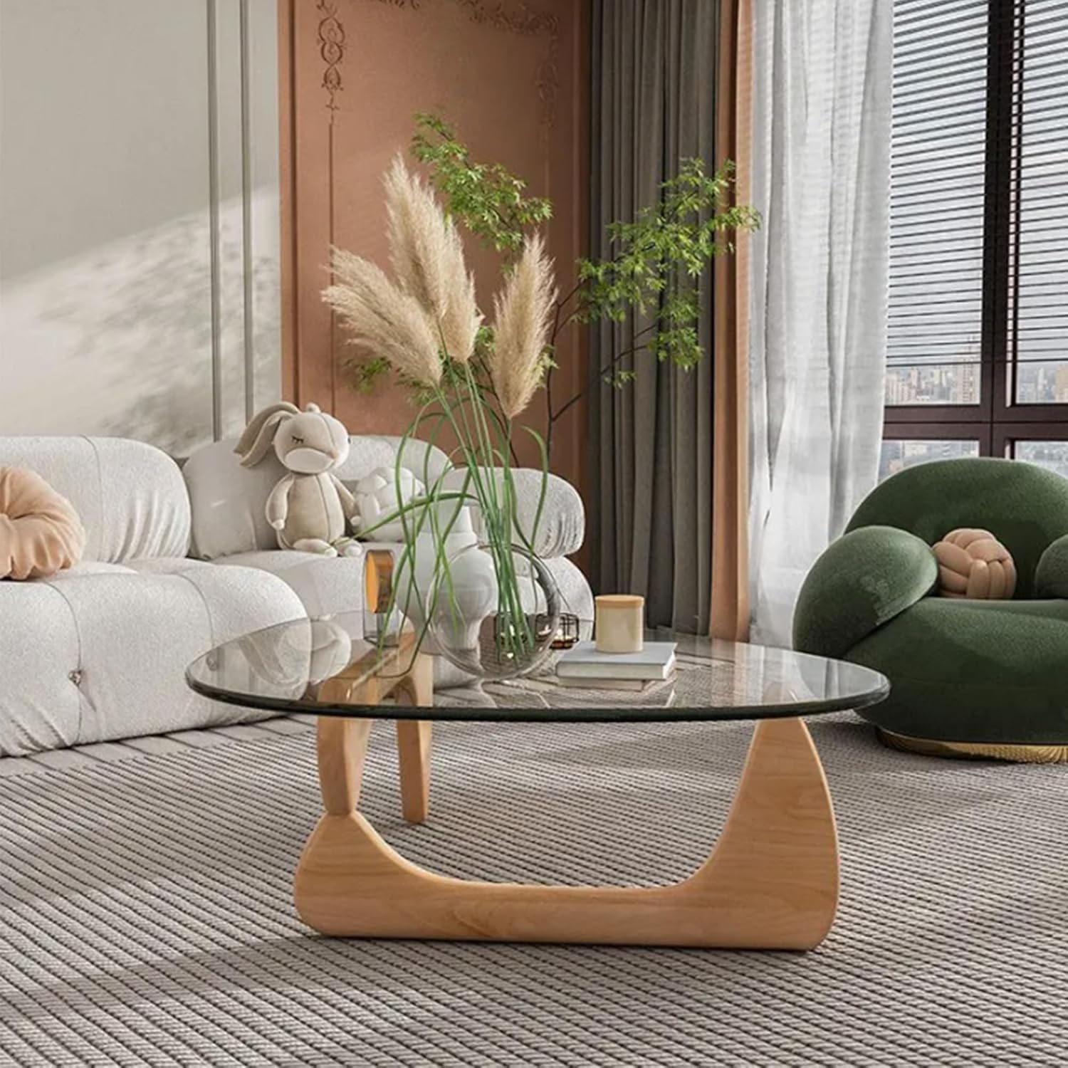 EASYSOUL Modern Glass Coffee Table for Living Room