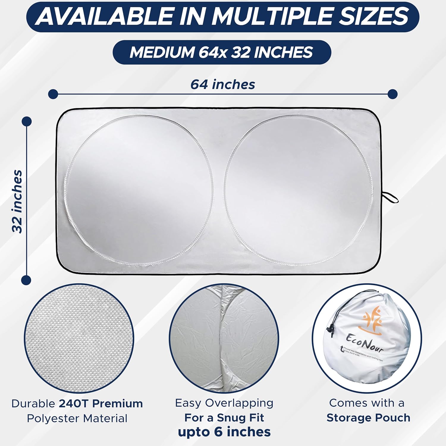 EcoNour Car Windshield Sun Shade for Cars SUVs Trucks