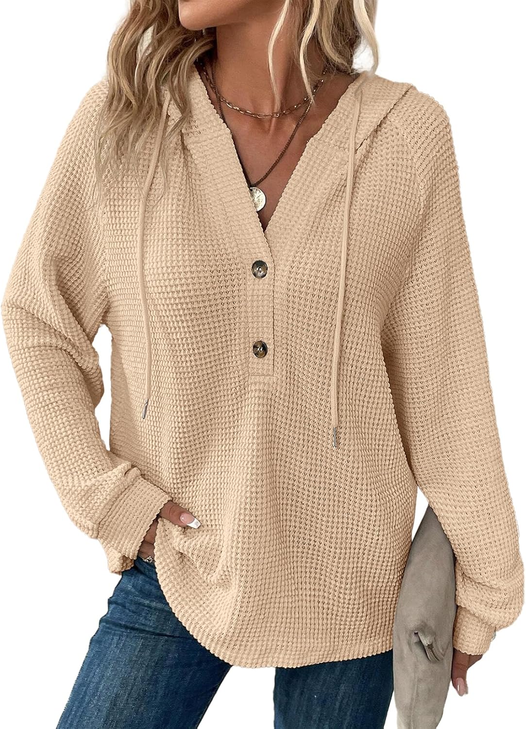 Dokotoo Hoodies for Women Waffle Knit Long Sweatshir