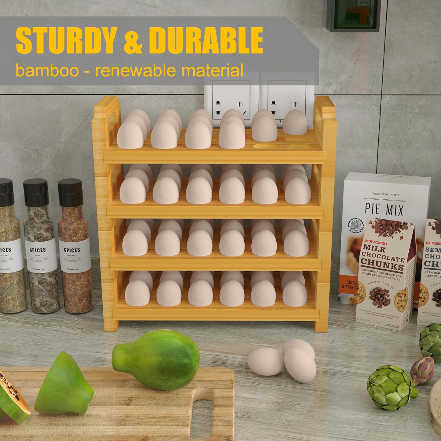 Farmhouse Bamboo Egg Display Rack