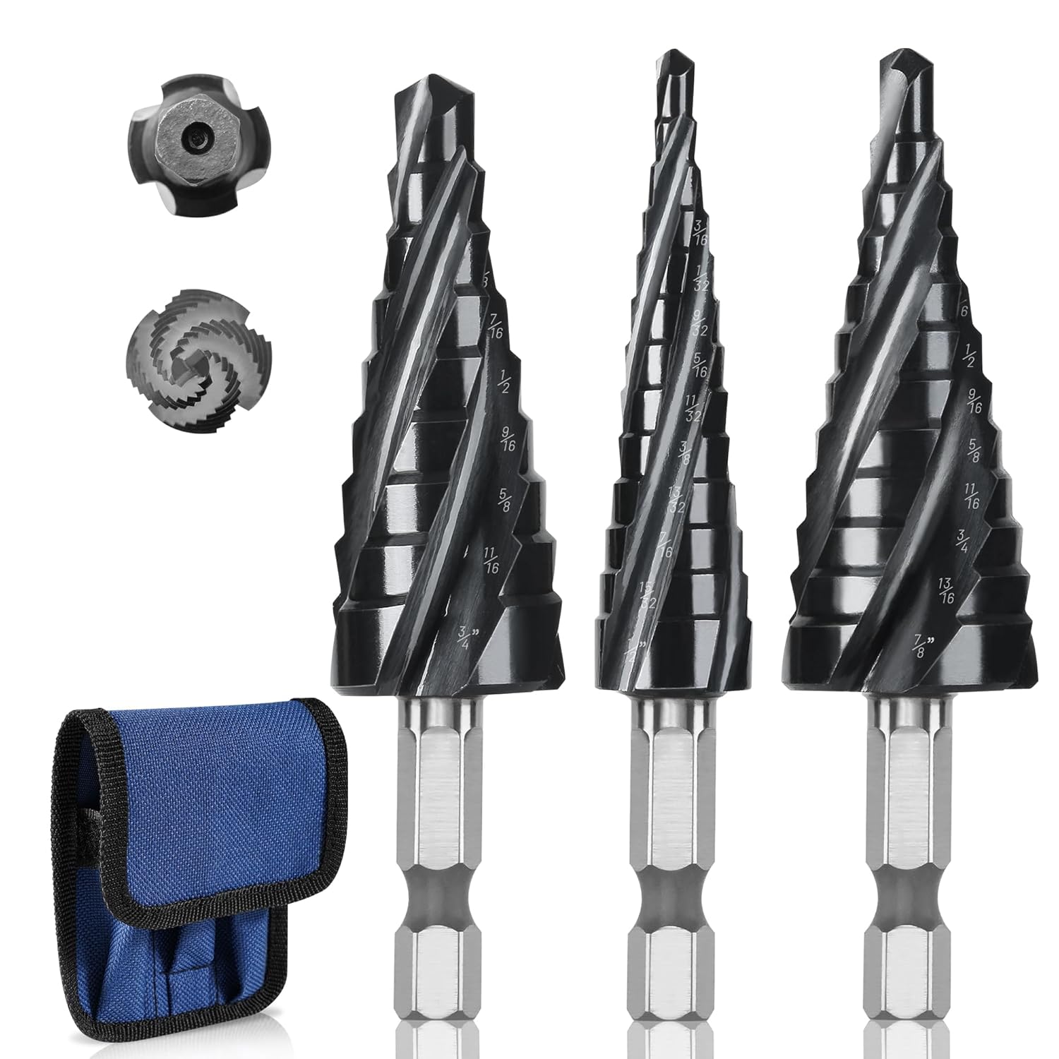 5PCS HSS Titanium Step Drill Bit Set
