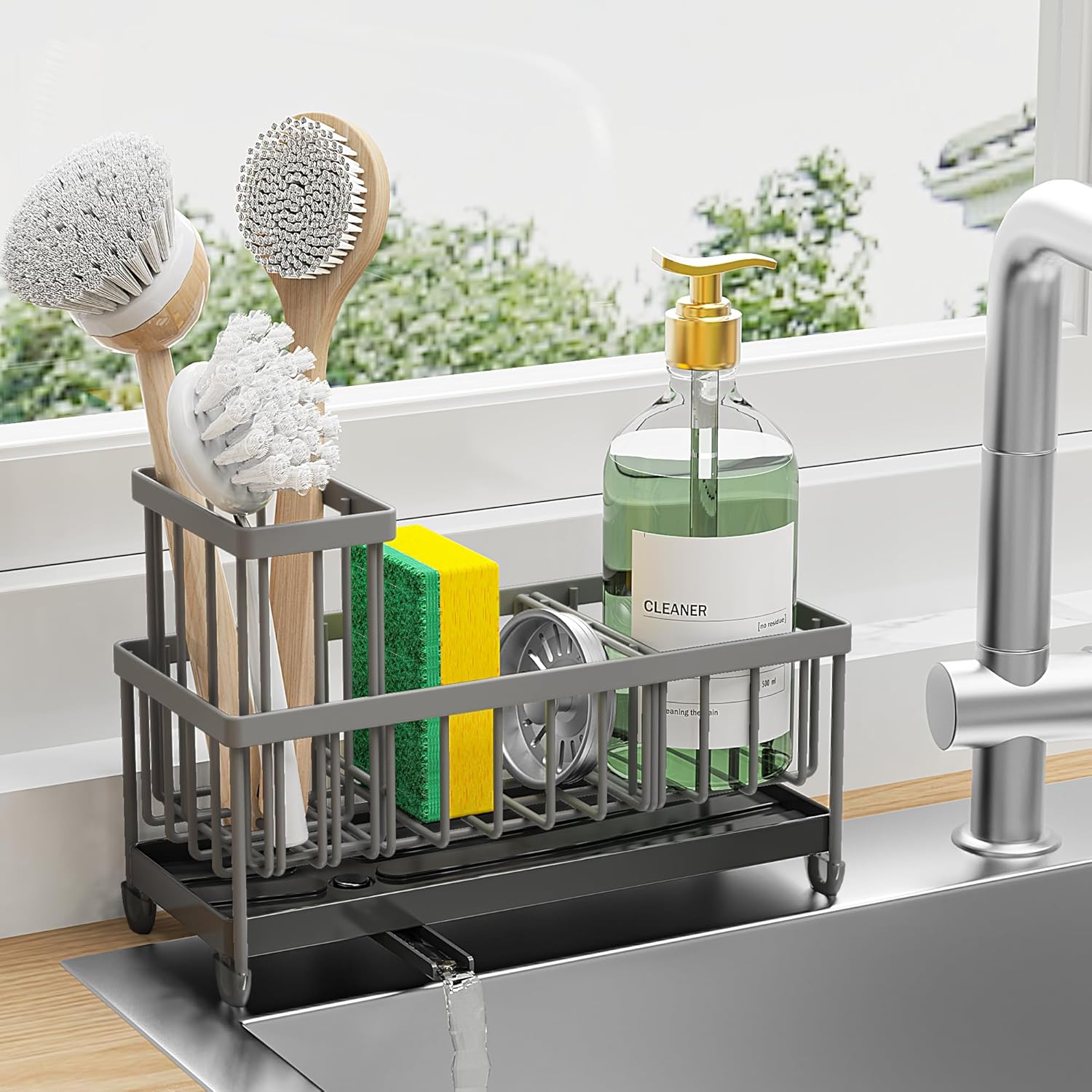 Cisily Black Sponge Holder for Kitchen Sink