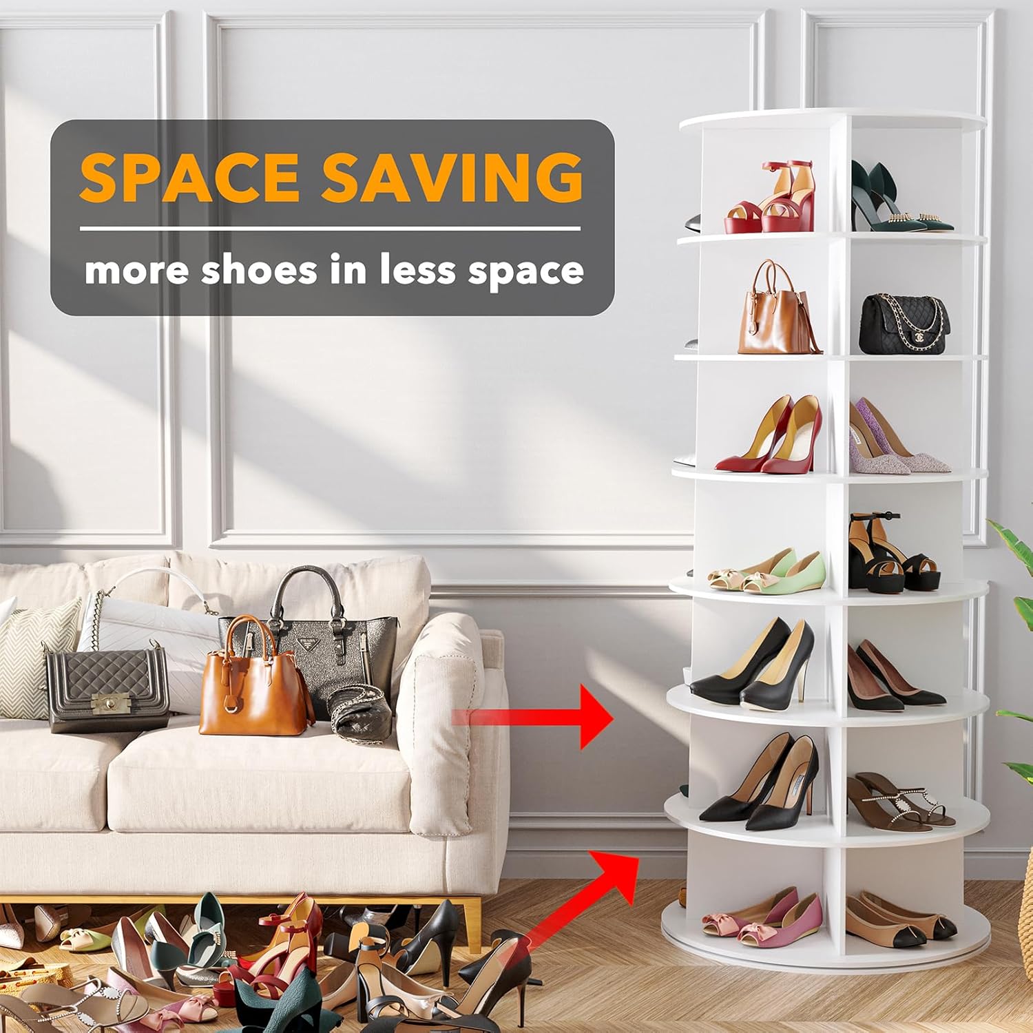 SpaceAid 7 Tier Rotating Shoe Rack Tower