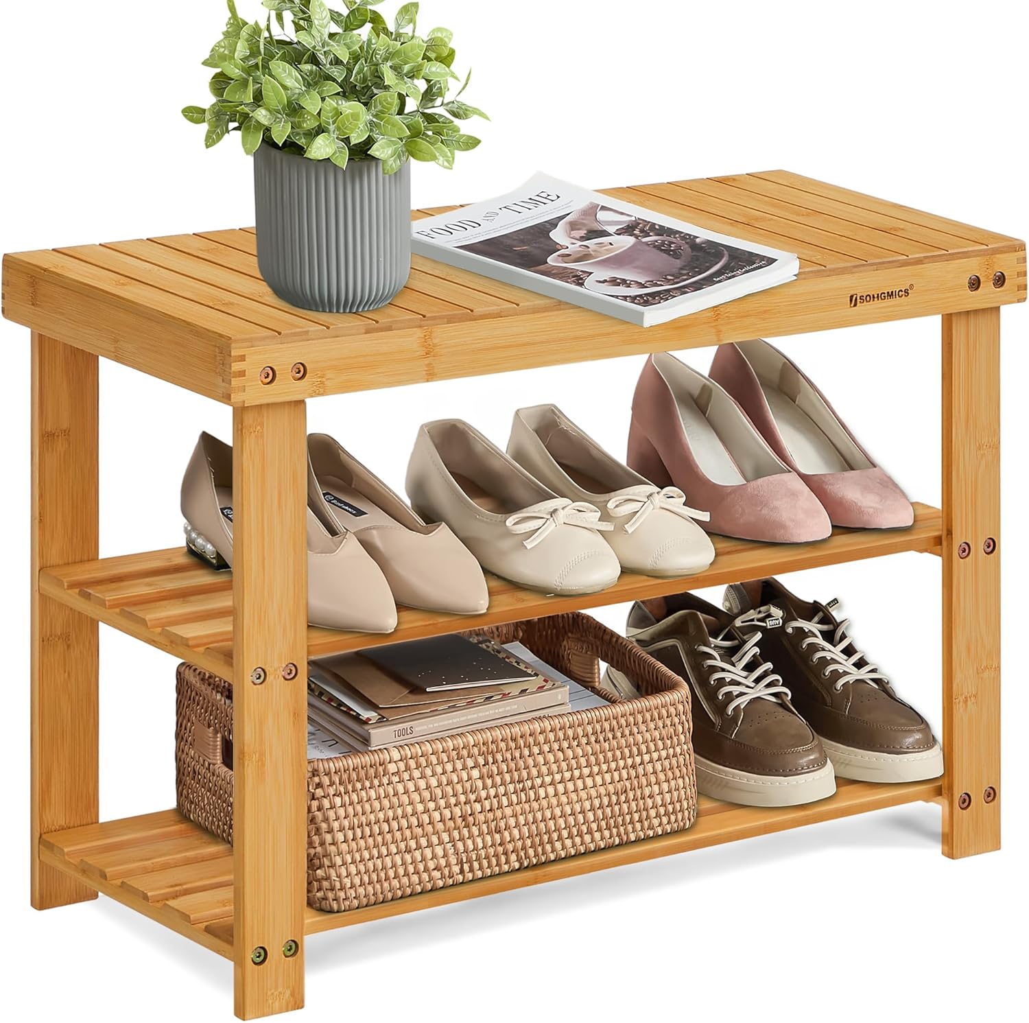 SONGMICS Shoe Rack Bench for Home