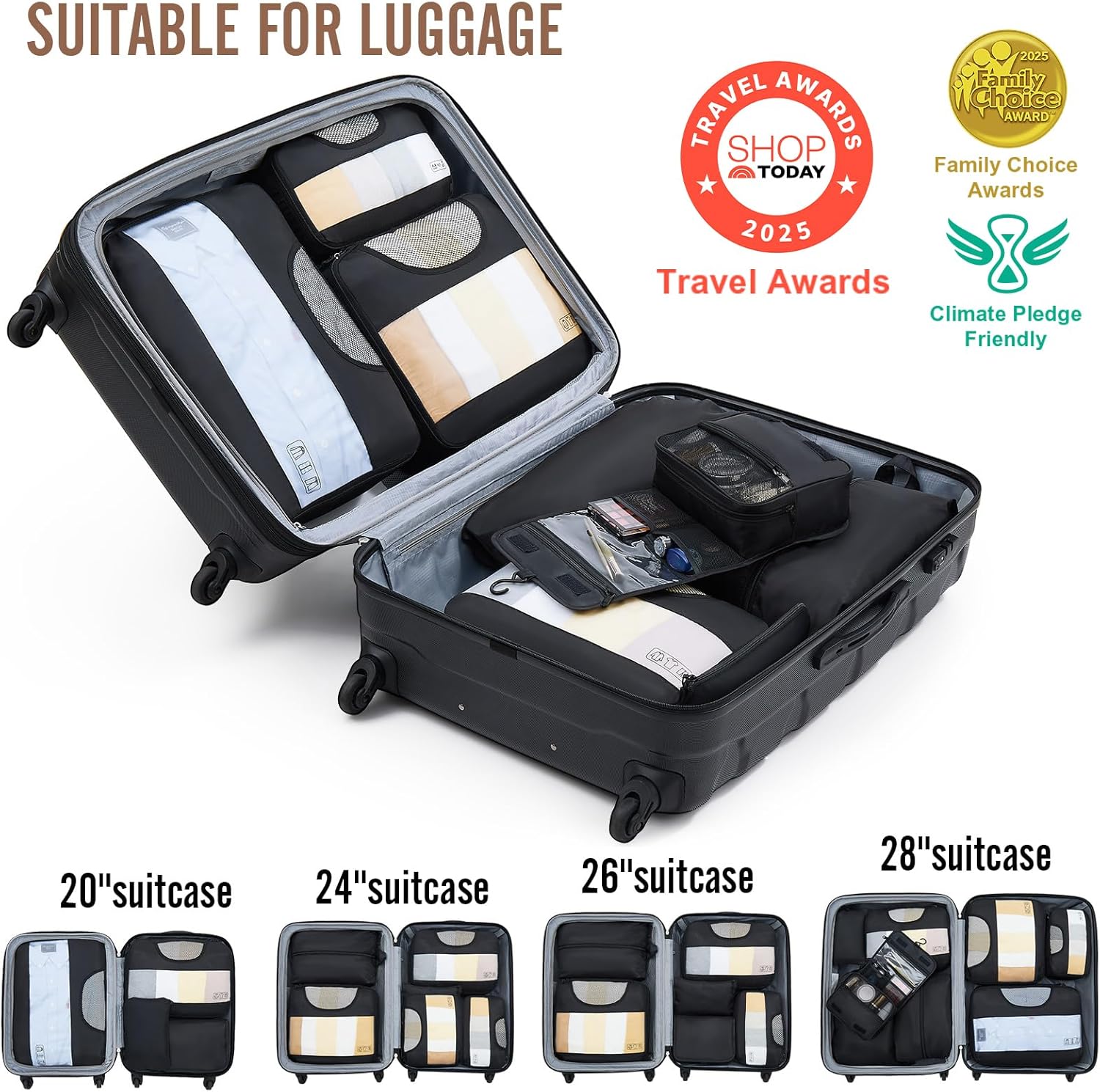 Veken Packing Cubes Set, Travel Luggage Organizers