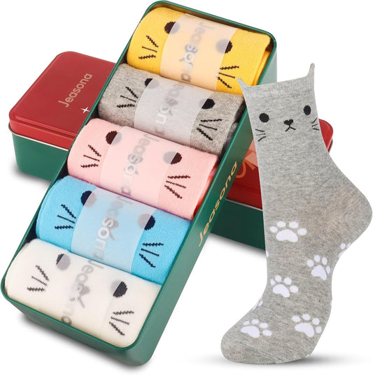 Jeasona Women's Cat Socks Cute Animal Socks
