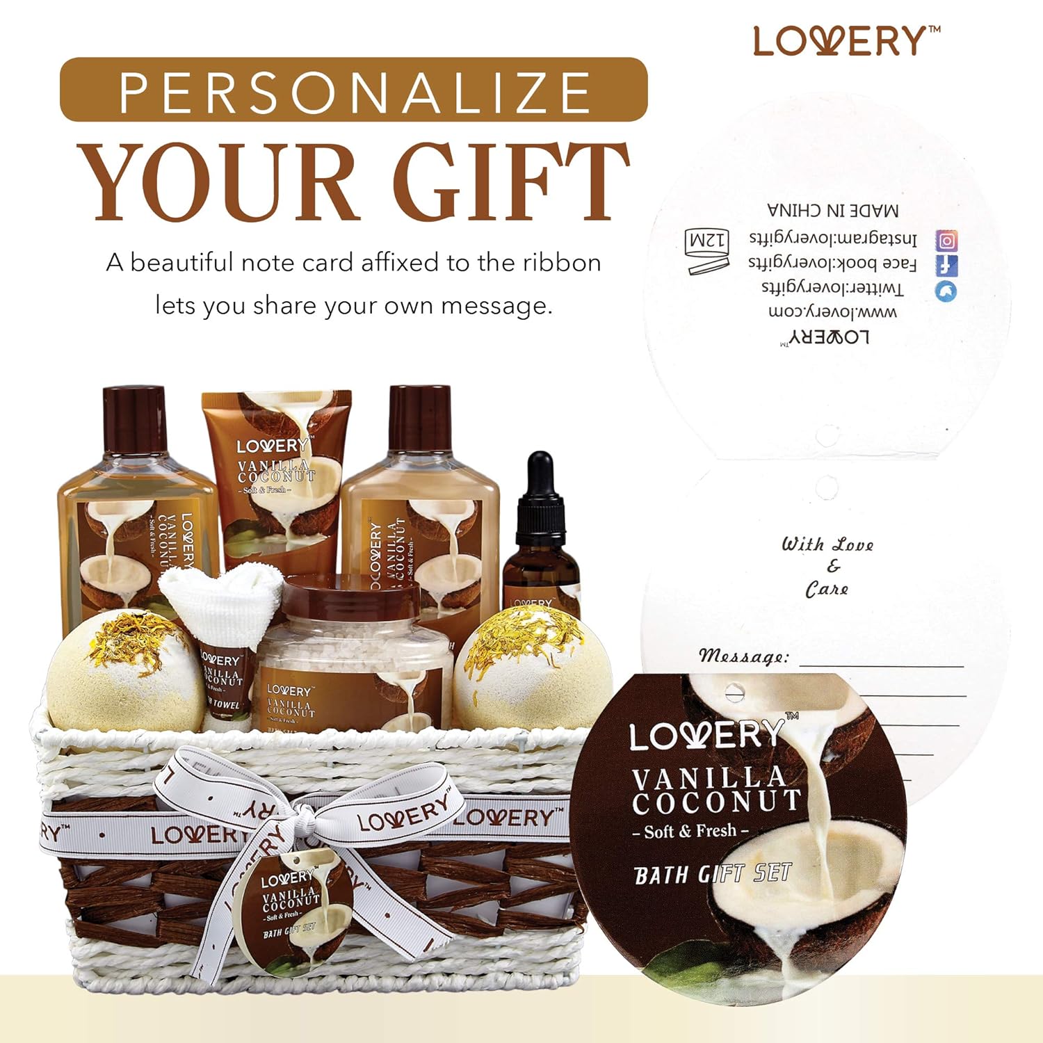 Women’s Spa Gift Basket – 9pc Vanilla Coconut Set