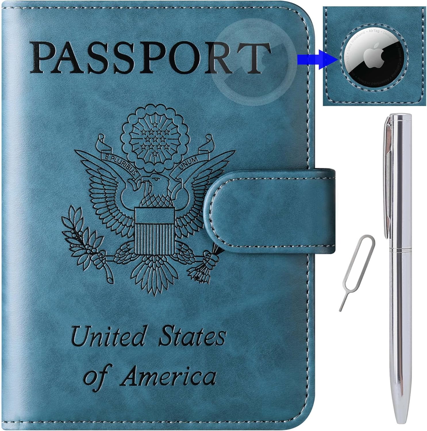 Airtag Passport Holder Cover Wallet Travel Essentials Leather