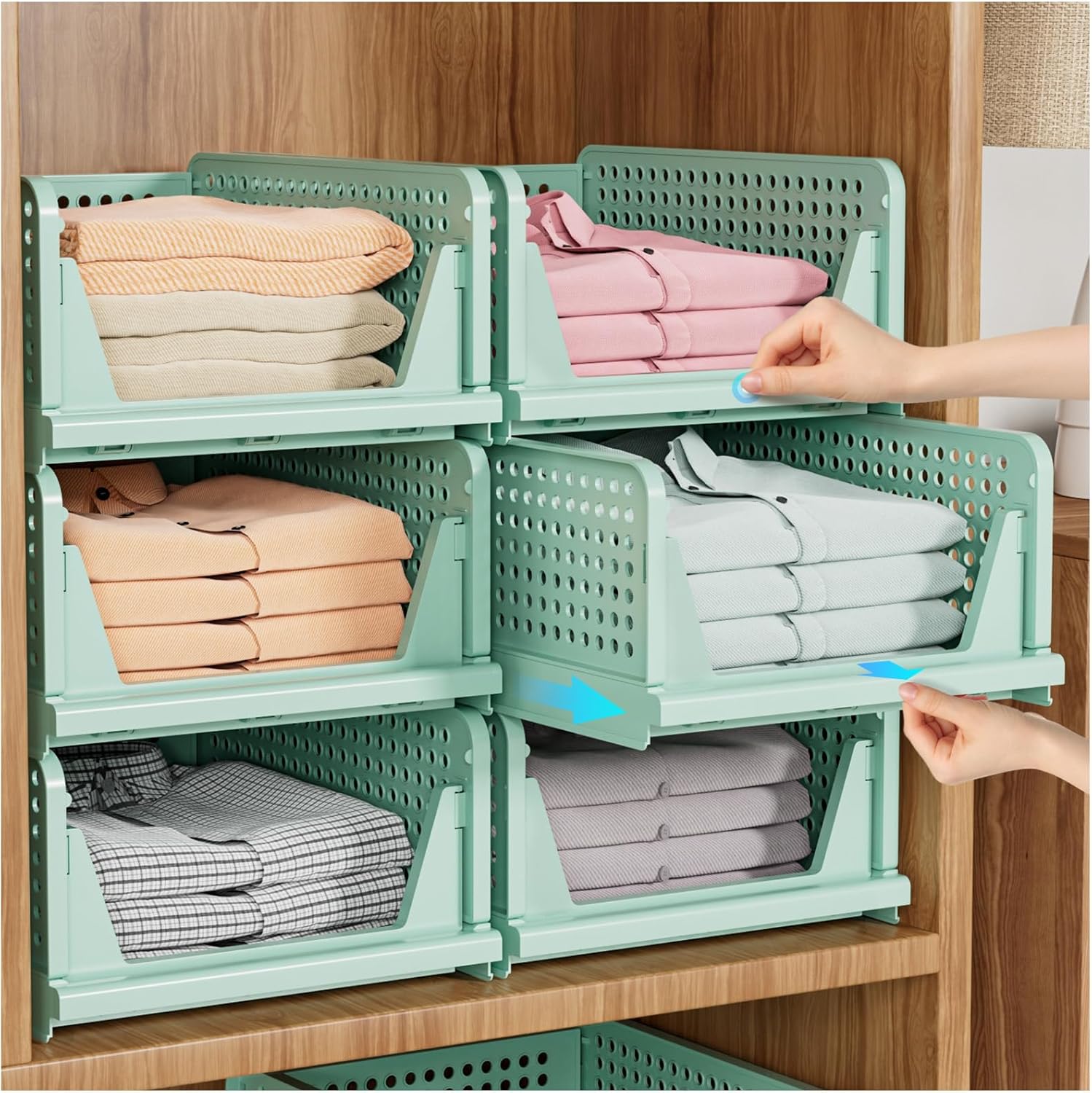 SNSLXH 5 Pack Stackable Closet Storage Basket