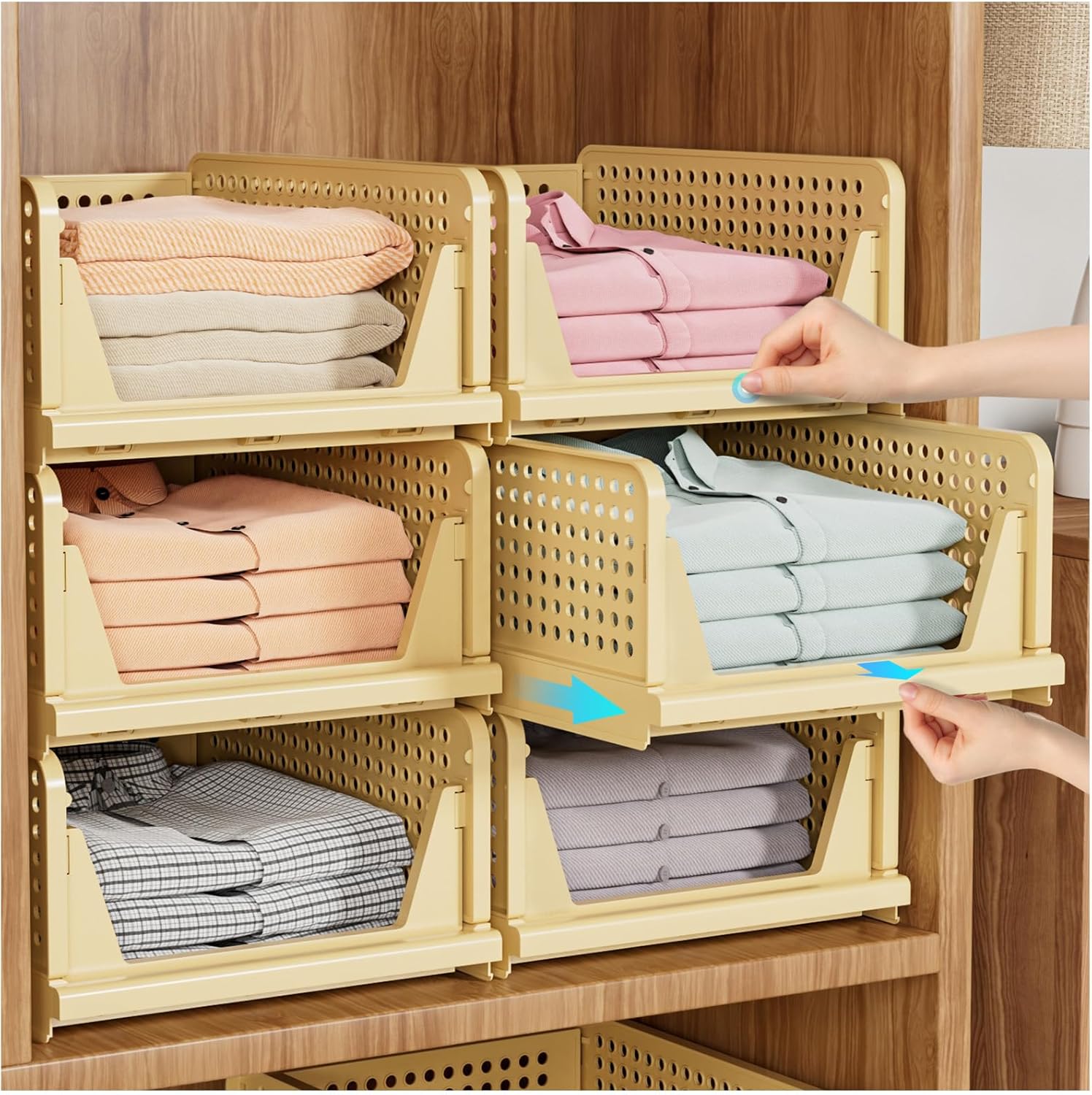 SNSLXH 5 Pack Stackable Closet Storage Basket