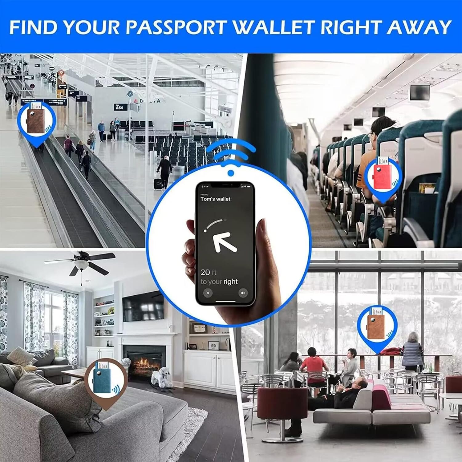 Airtag Passport Holder Cover Wallet Travel Essentials Leather