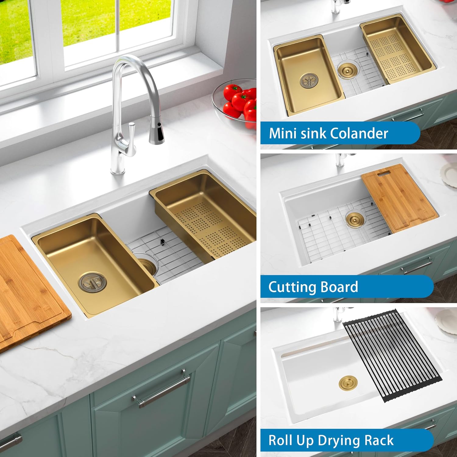 Quartz Composite Workstation Sink with Accessories