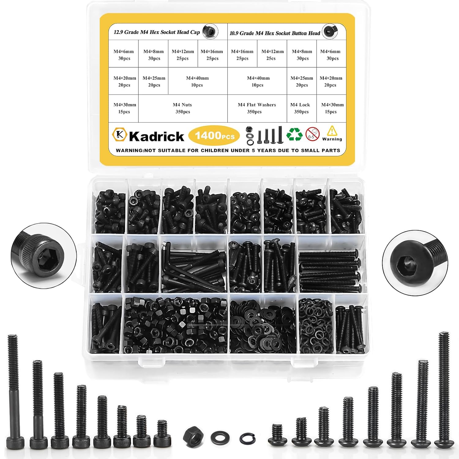 Kadrick Metric Screw Assortment 2000PCS Metric Bolt