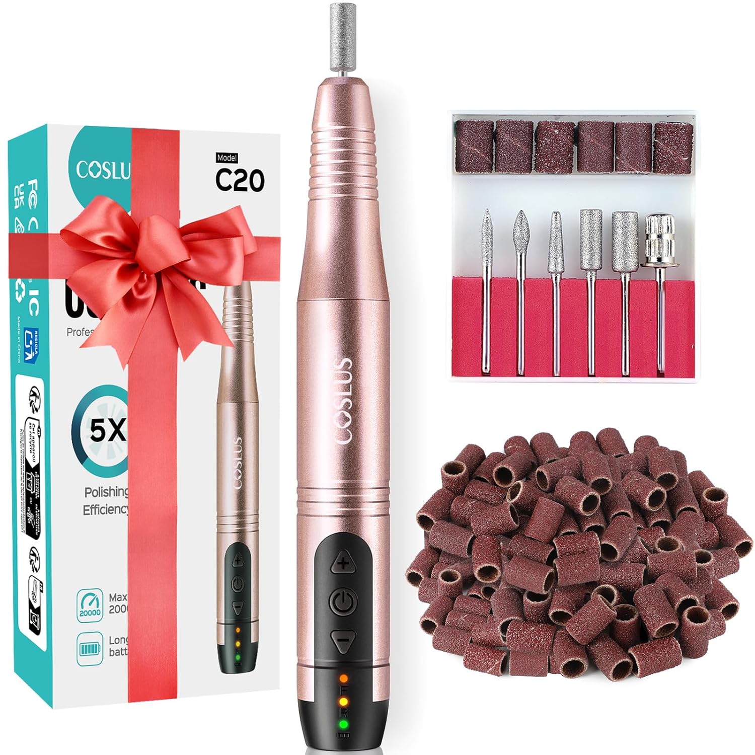 COSLUS Cordless Nail Drill Electric File Pedicure Nail Set
