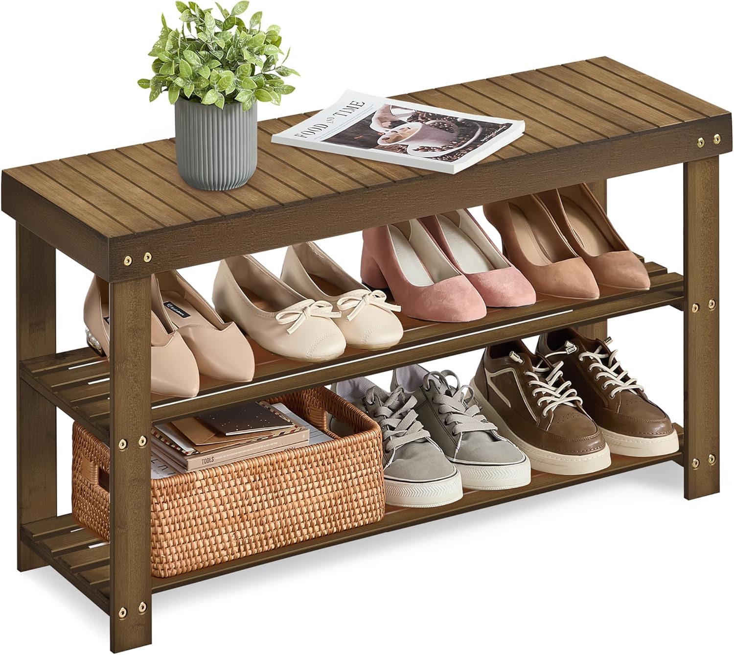 SONGMICS Shoe Rack Bench for Home
