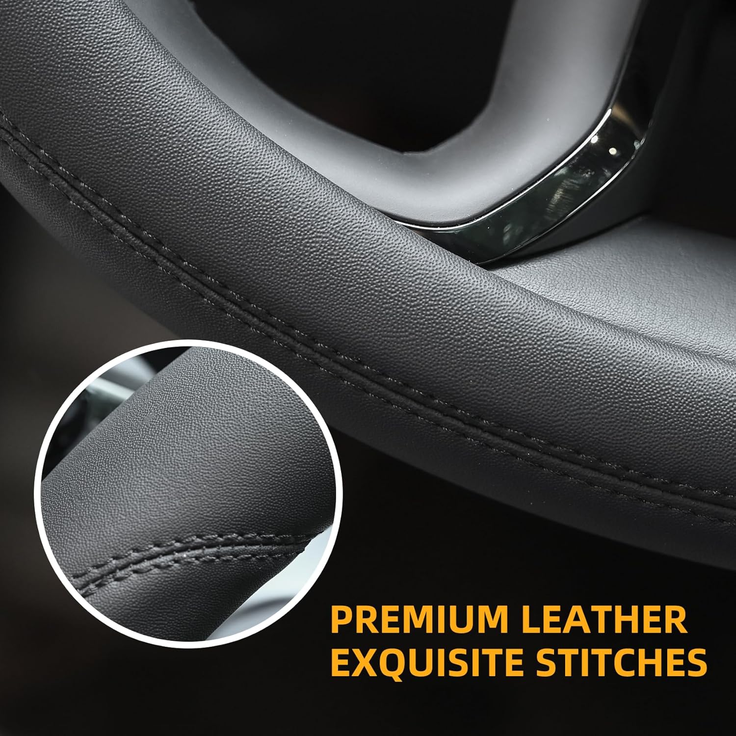 Valleycomfy Microfiber Leather Steering Wheel Cover