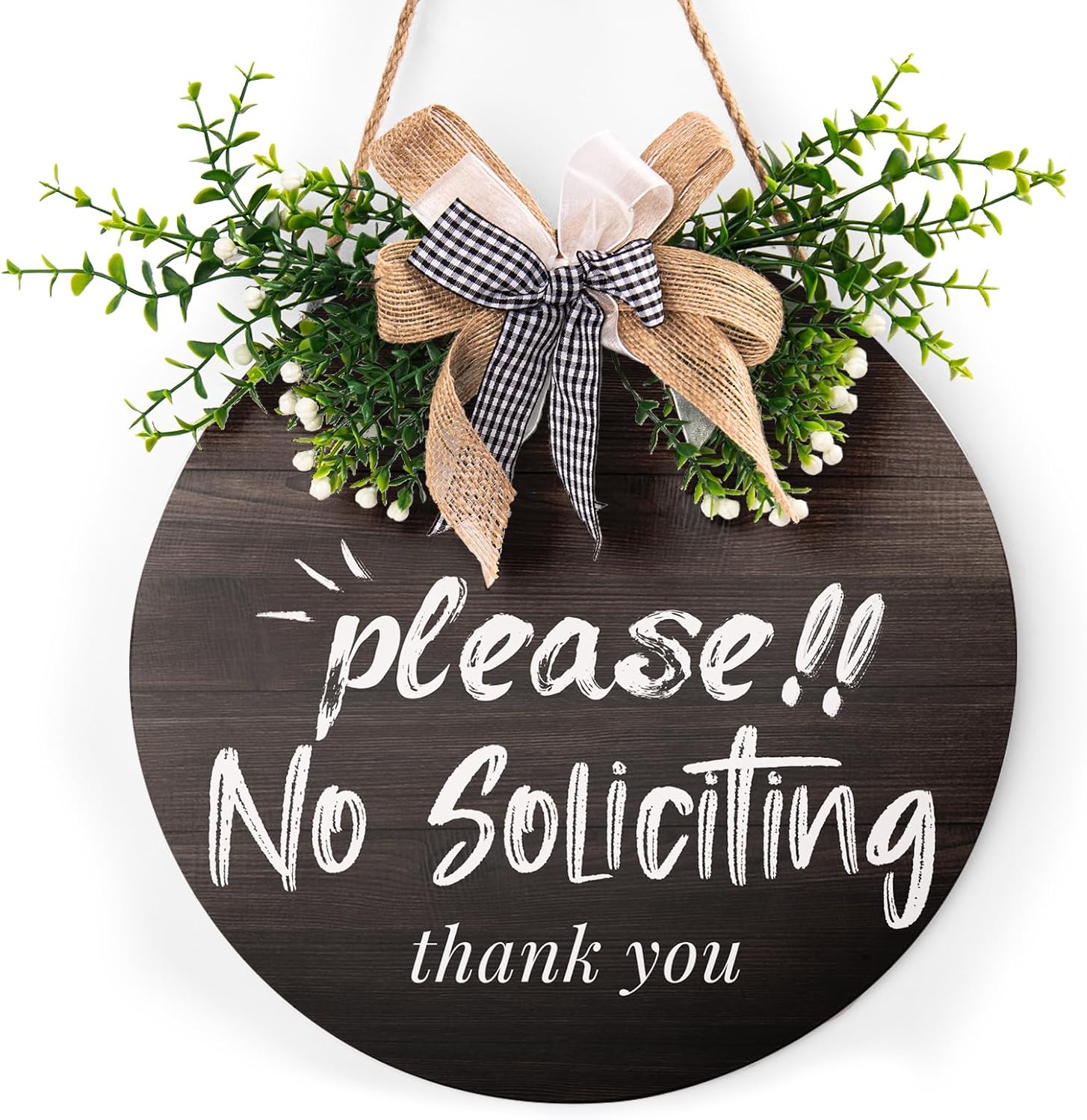 Round Wooden Farmhouse Welcome Door Sign