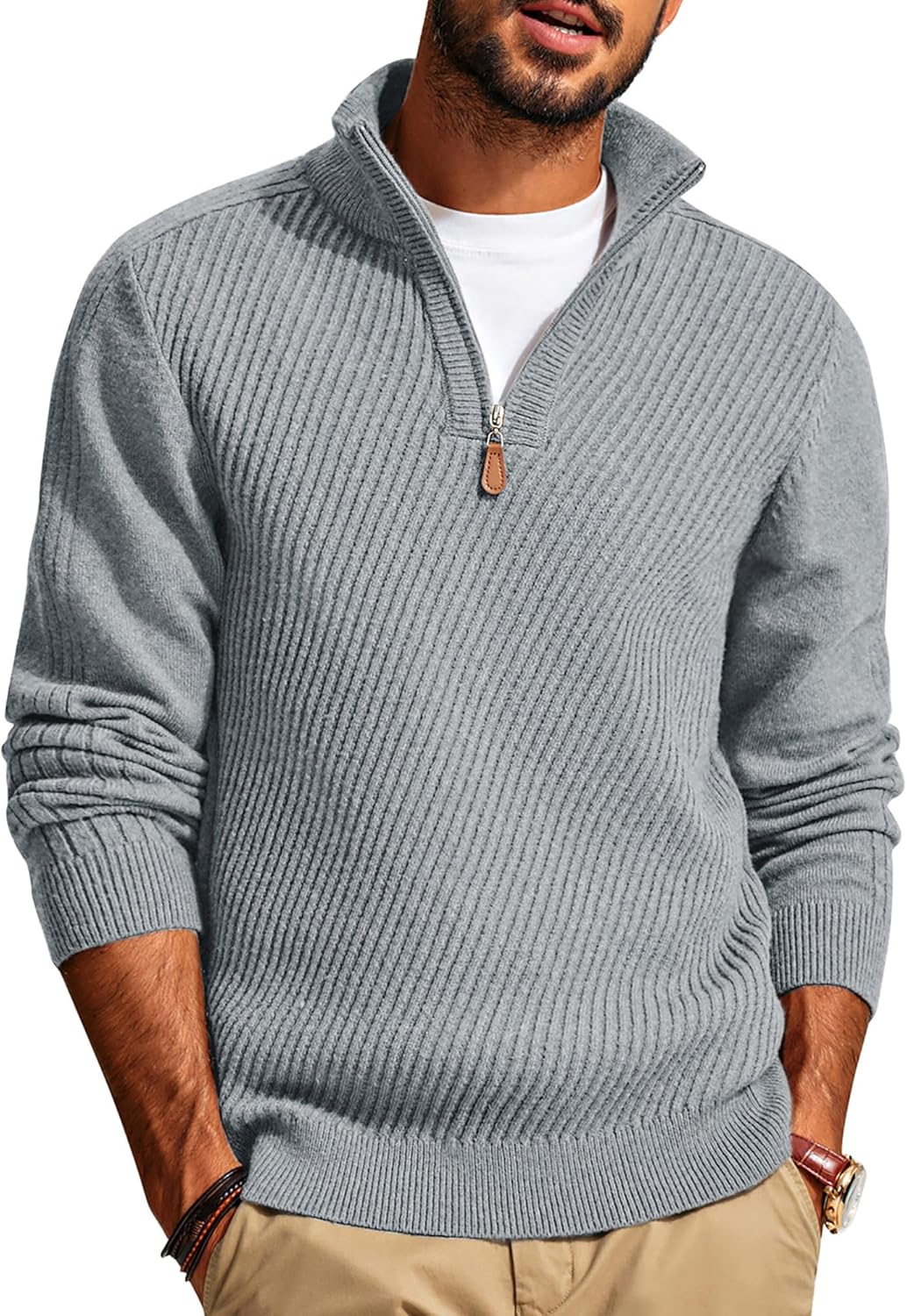 PJ PAUL JONES Mens Quarter Zip Pullover Sweaters