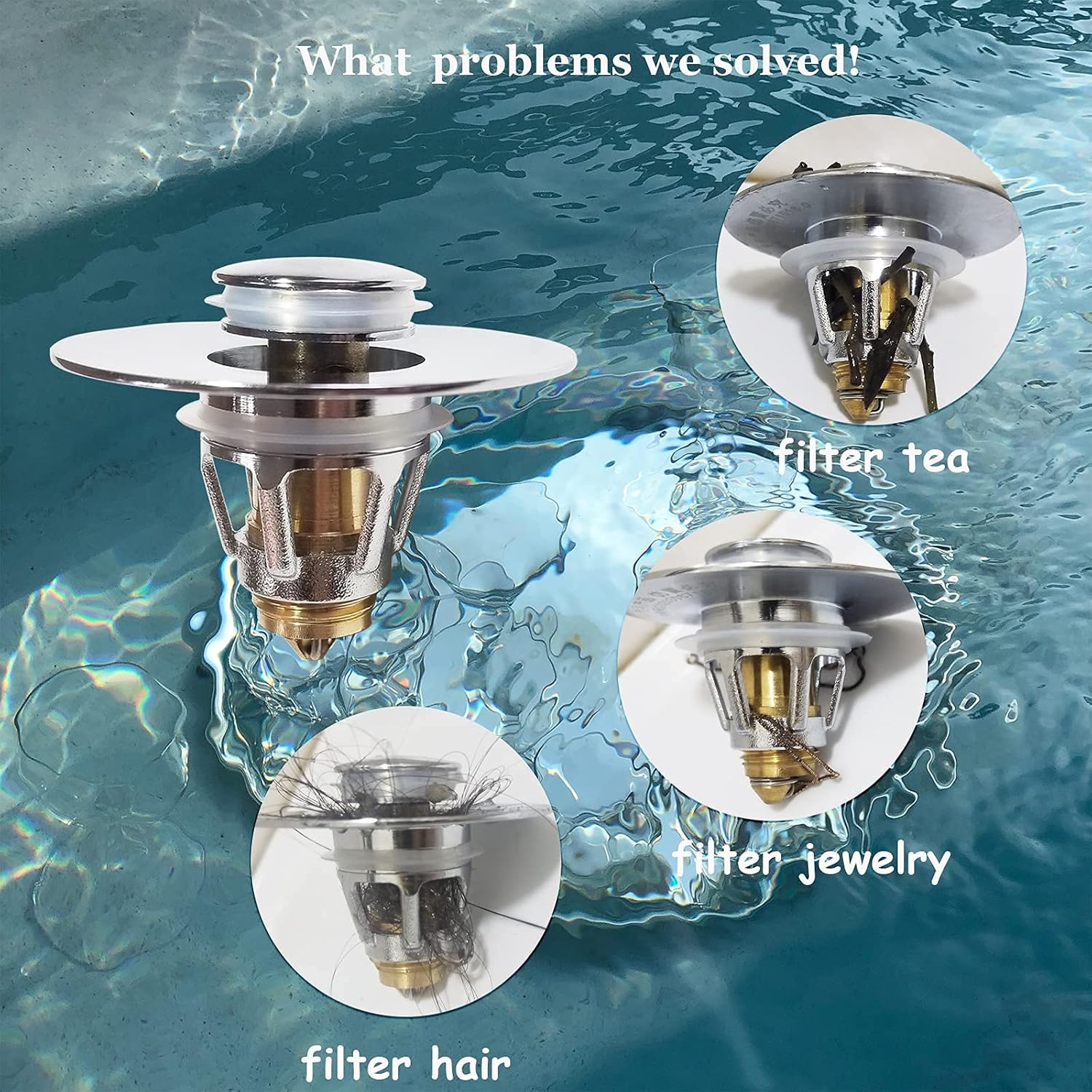 Bathroom Sink Stopper with Hair Catcher