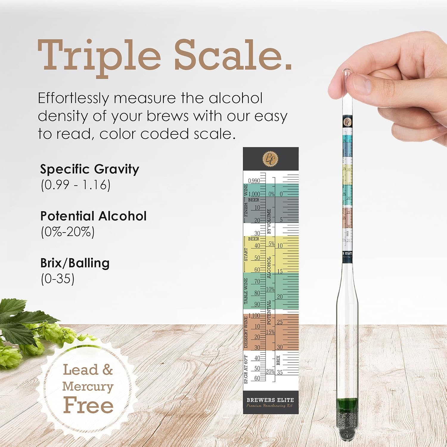 Brewer's Elite Hydrometer & Plastic Test Jar for Home