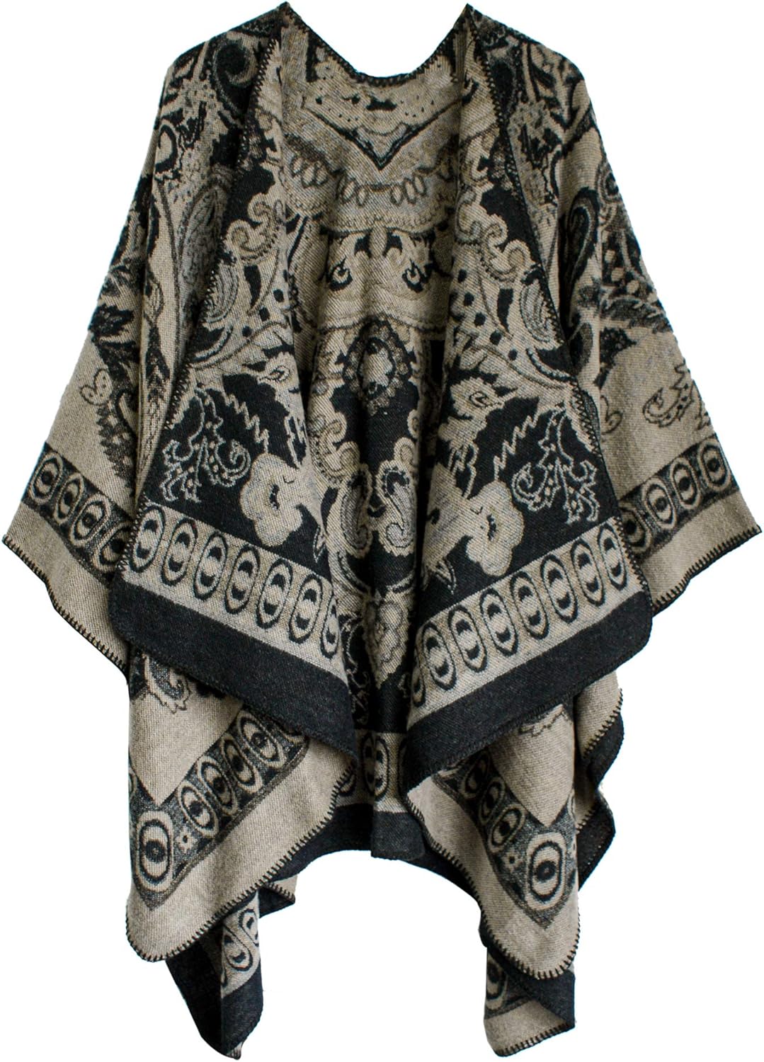Vintage Pattern Poncho Cape for Women