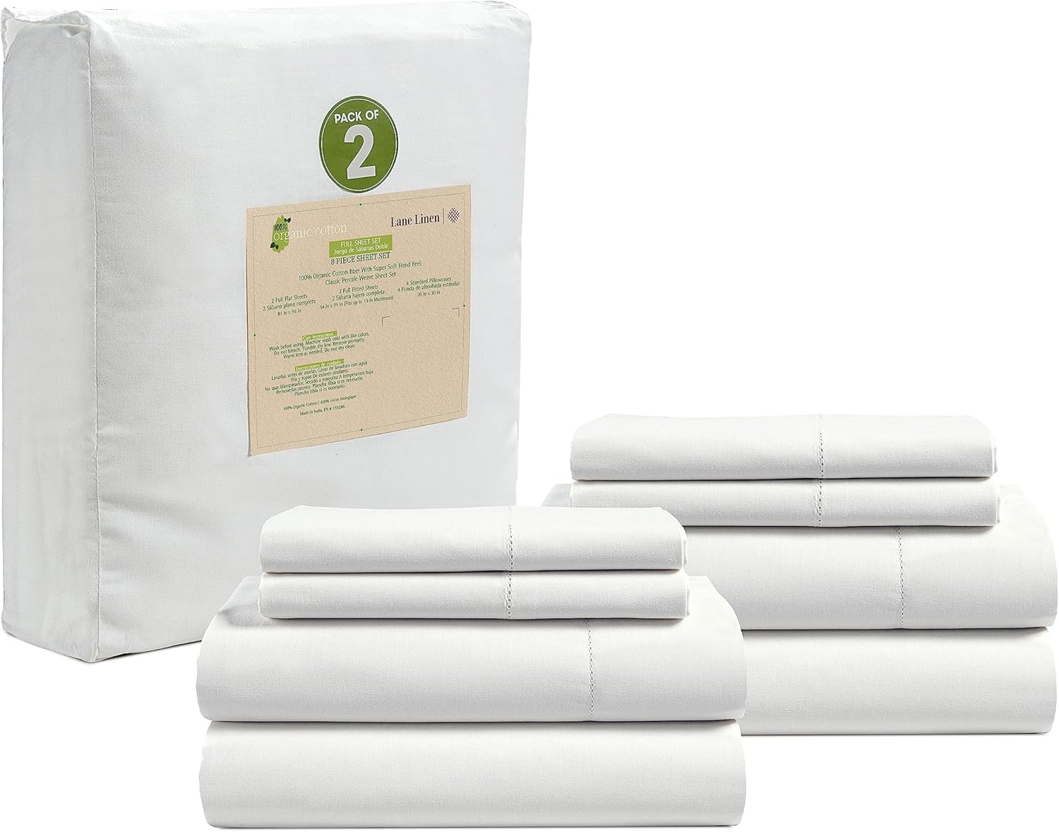 LANE LINEN Eco Friendly Cotton Queen Sheet Set