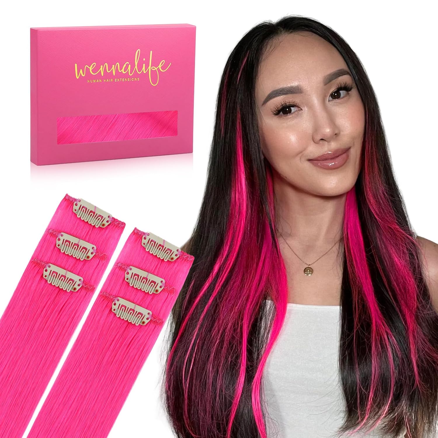 WENNALIFE Clip in Hair Extensions Real Human Hair