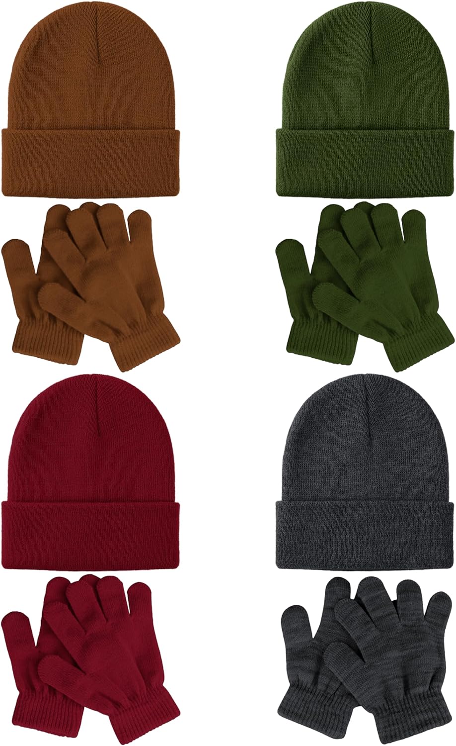 Glooarm 8 Pack Kids Beanie Hats and Gloves Set