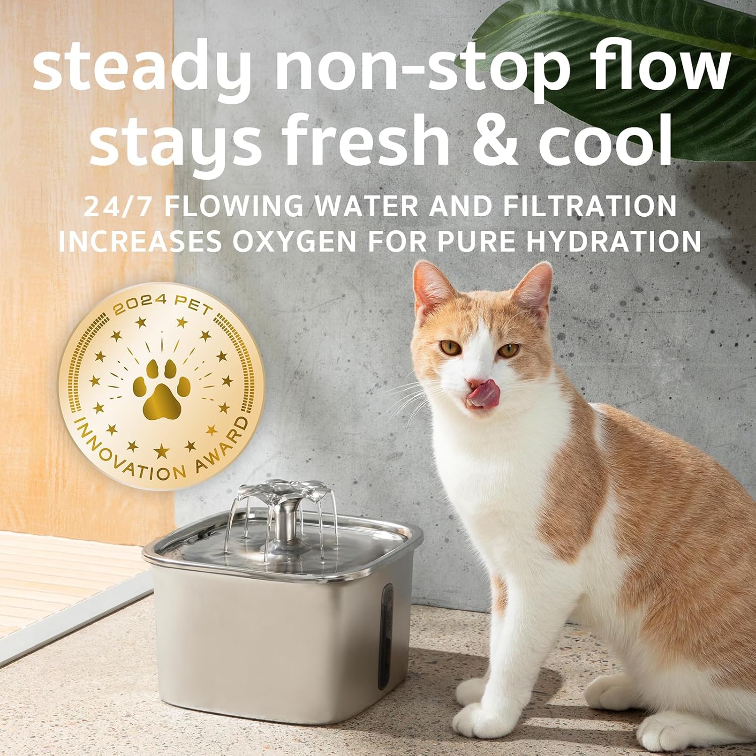 Veken 95oz Stainless Steel Cat Water Fountain