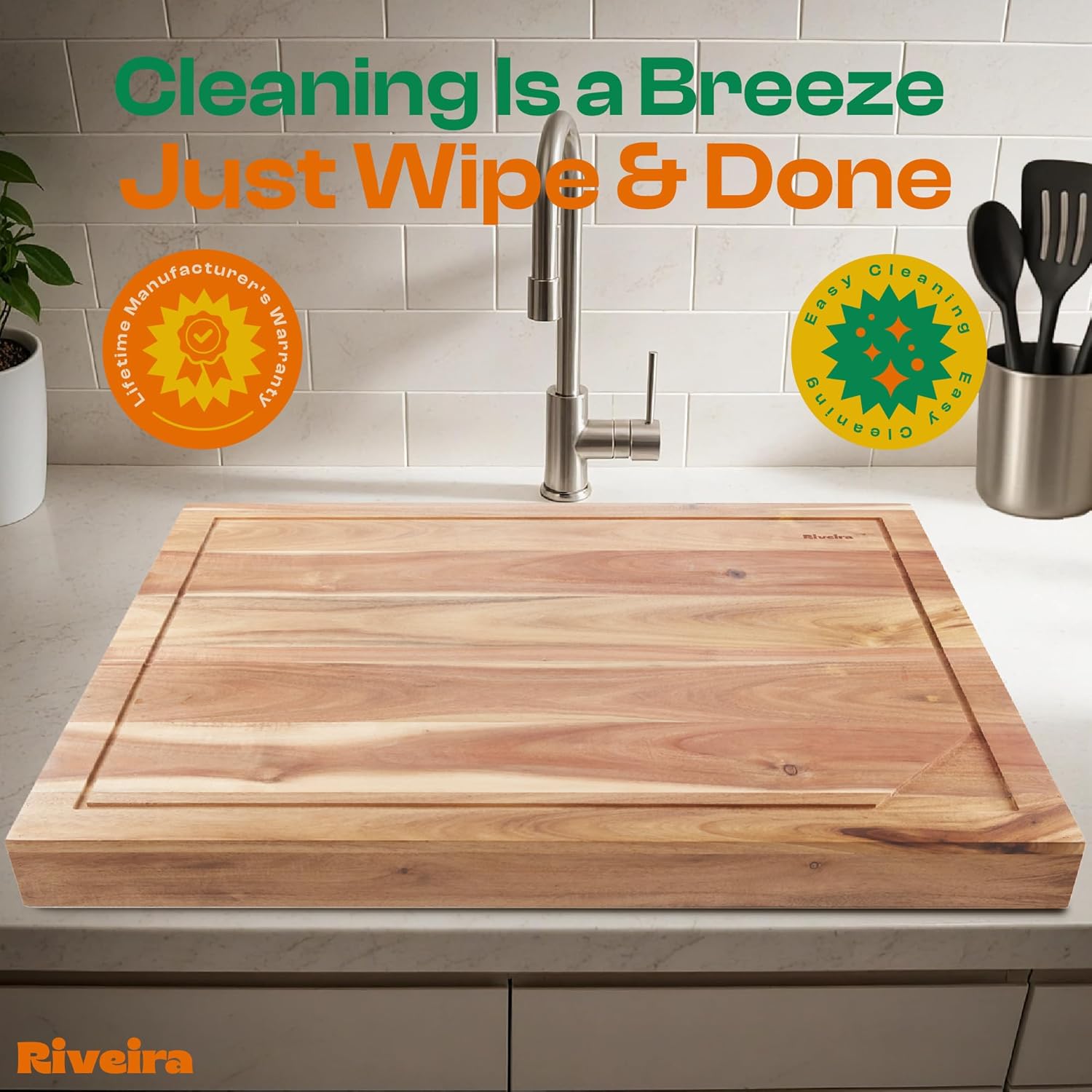 Natural Acacia Stove Cover for Gas Electric