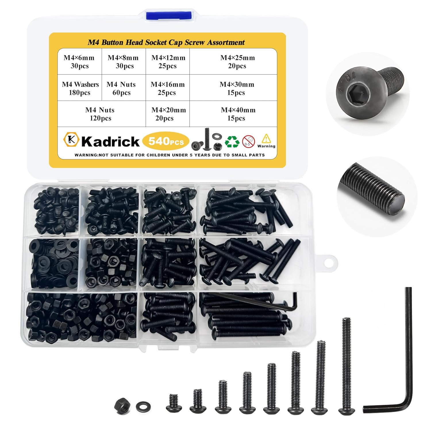 Kadrick Metric Screw Assortment 2000PCS Metric Bolt