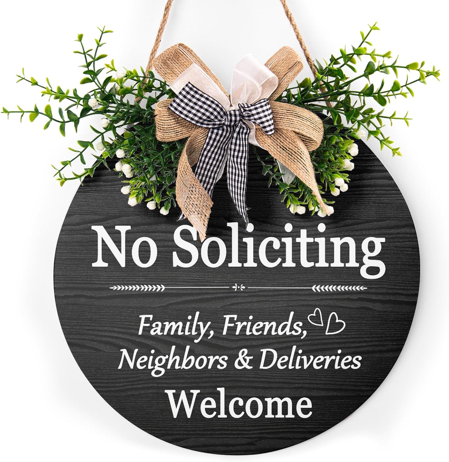 Round Wooden Farmhouse Welcome Door Sign