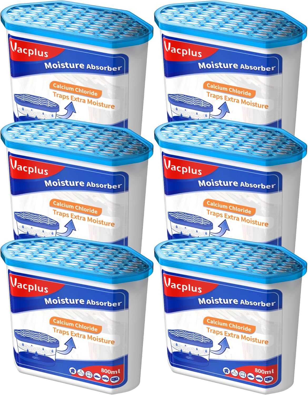 Vacplus 6-Pack Moisture Absorbers for Bathroom