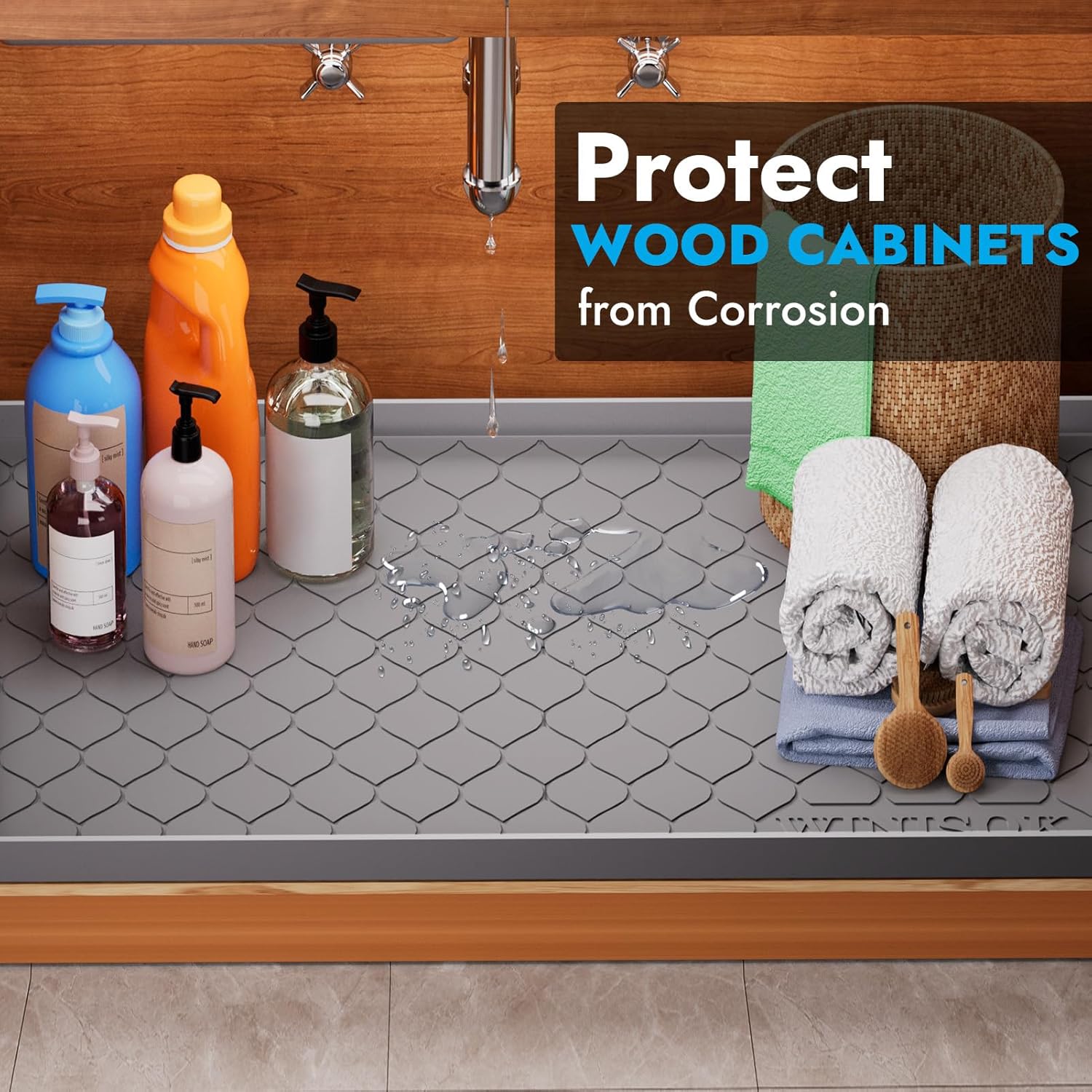 Silicone Under Sink Mat Kitchen & Cabinet Protector