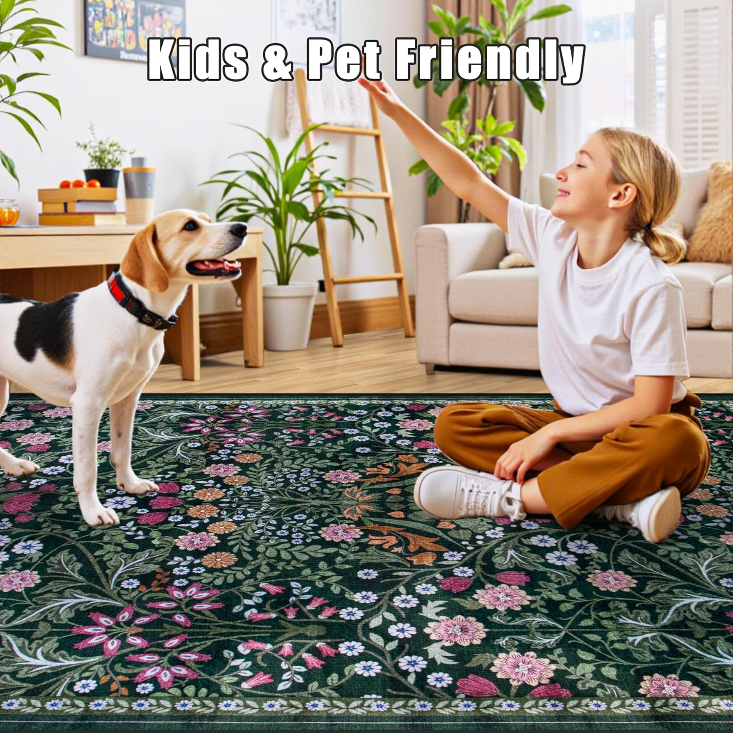 8x10 Area Rugs for Living Room: Floral Washable Rug Vintage
