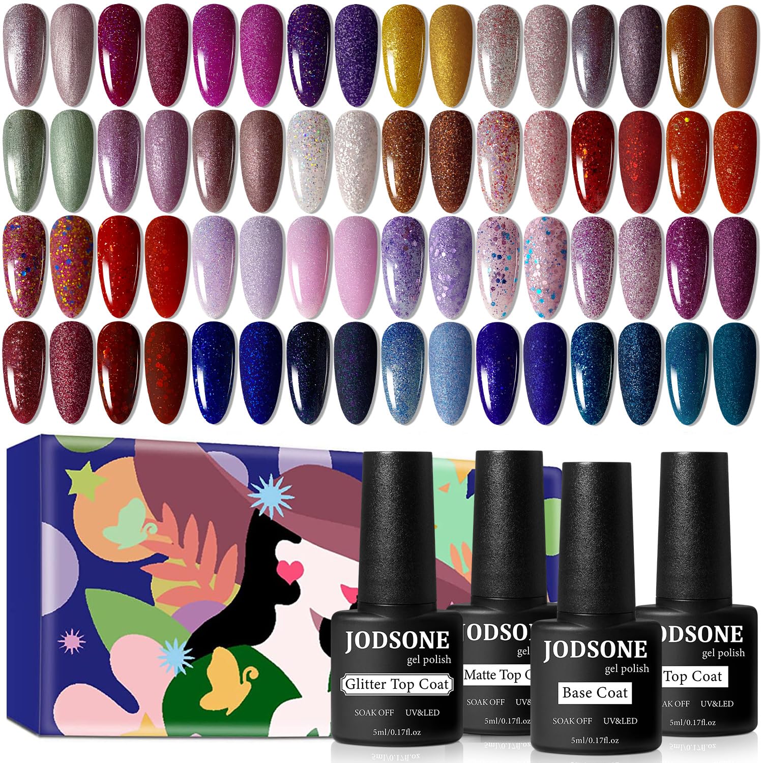 JODSONE 36-Piece Gel Nail Polish Set 32 Colors