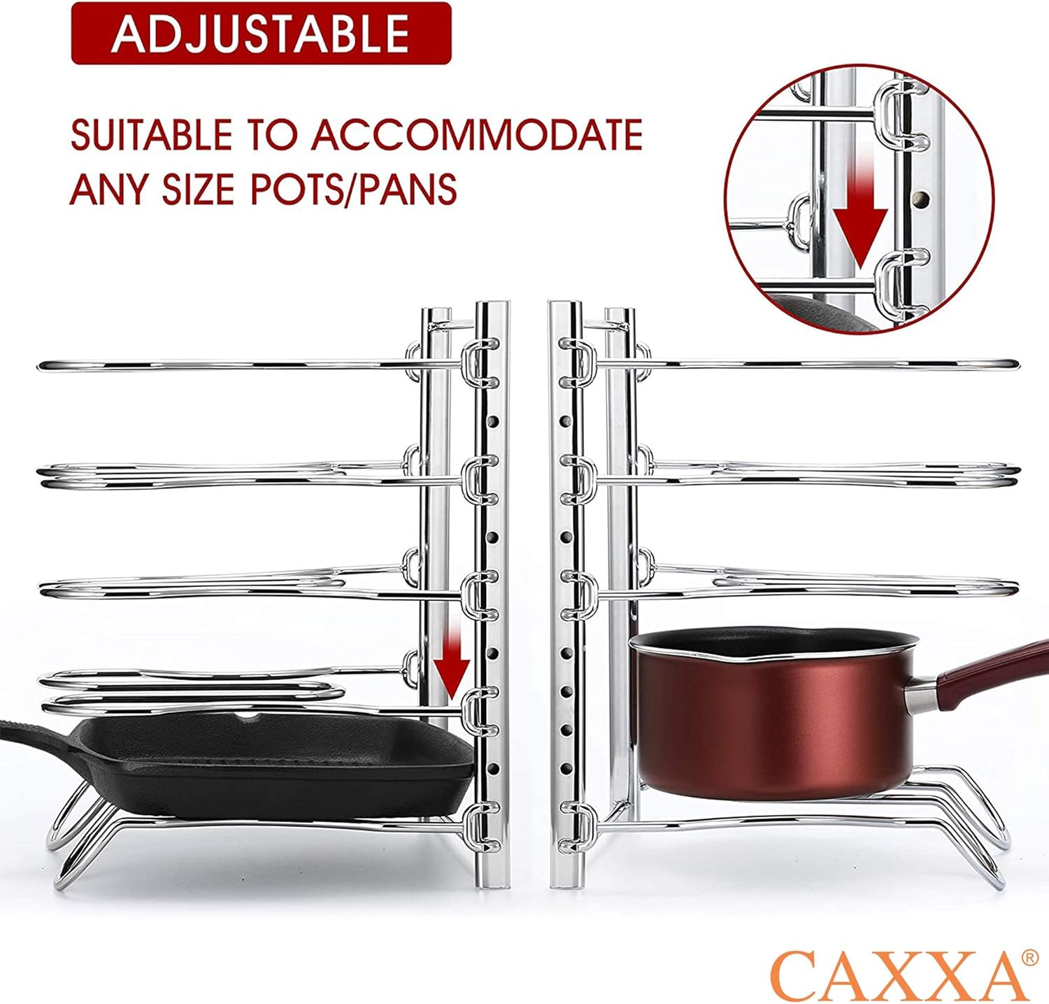 CAXXA Heavy Duty Pan Rack Pot Lid Rack Kitchen Cabinet