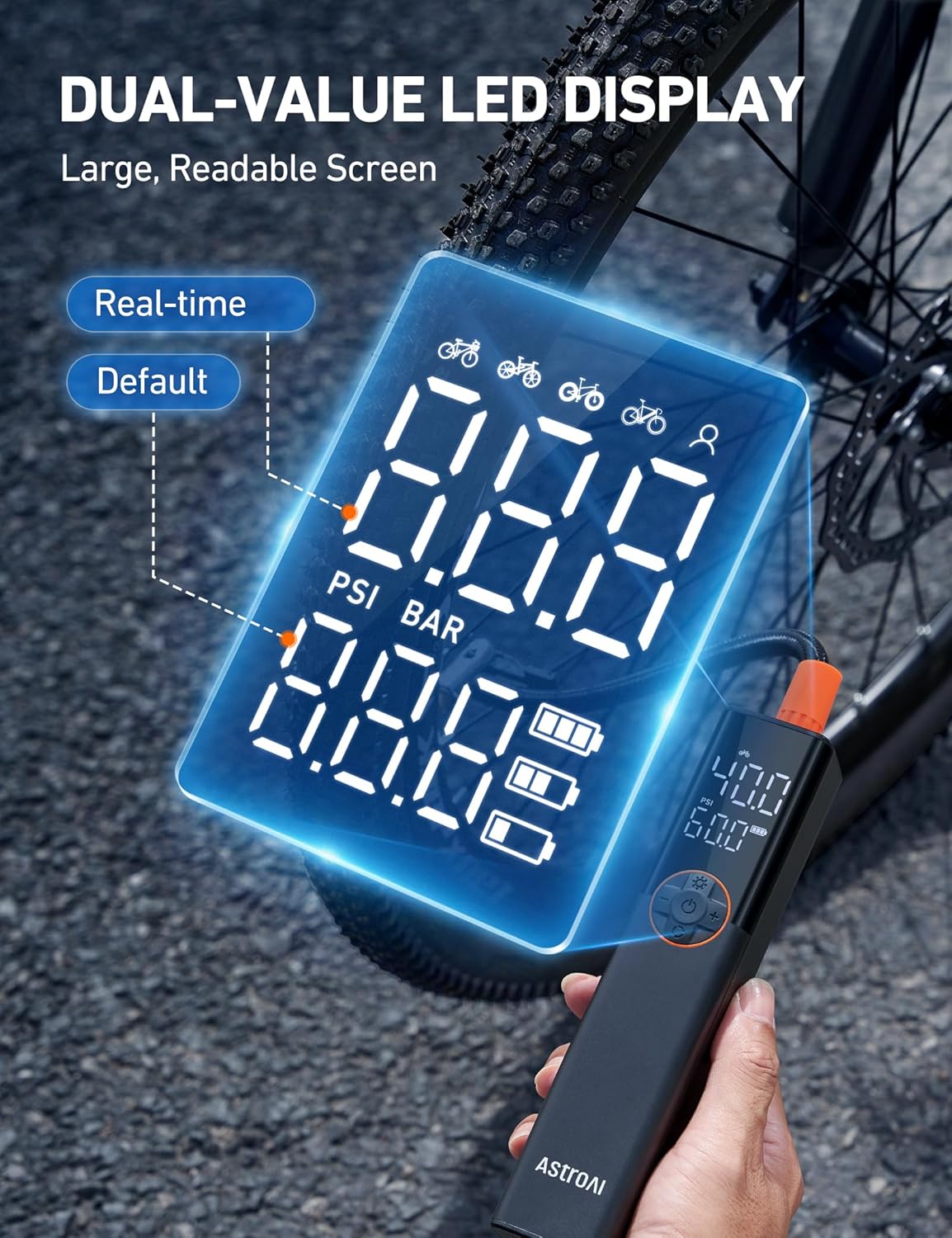 AstroAI L8 Portable Bike Pump Bicycle Tire Inflator