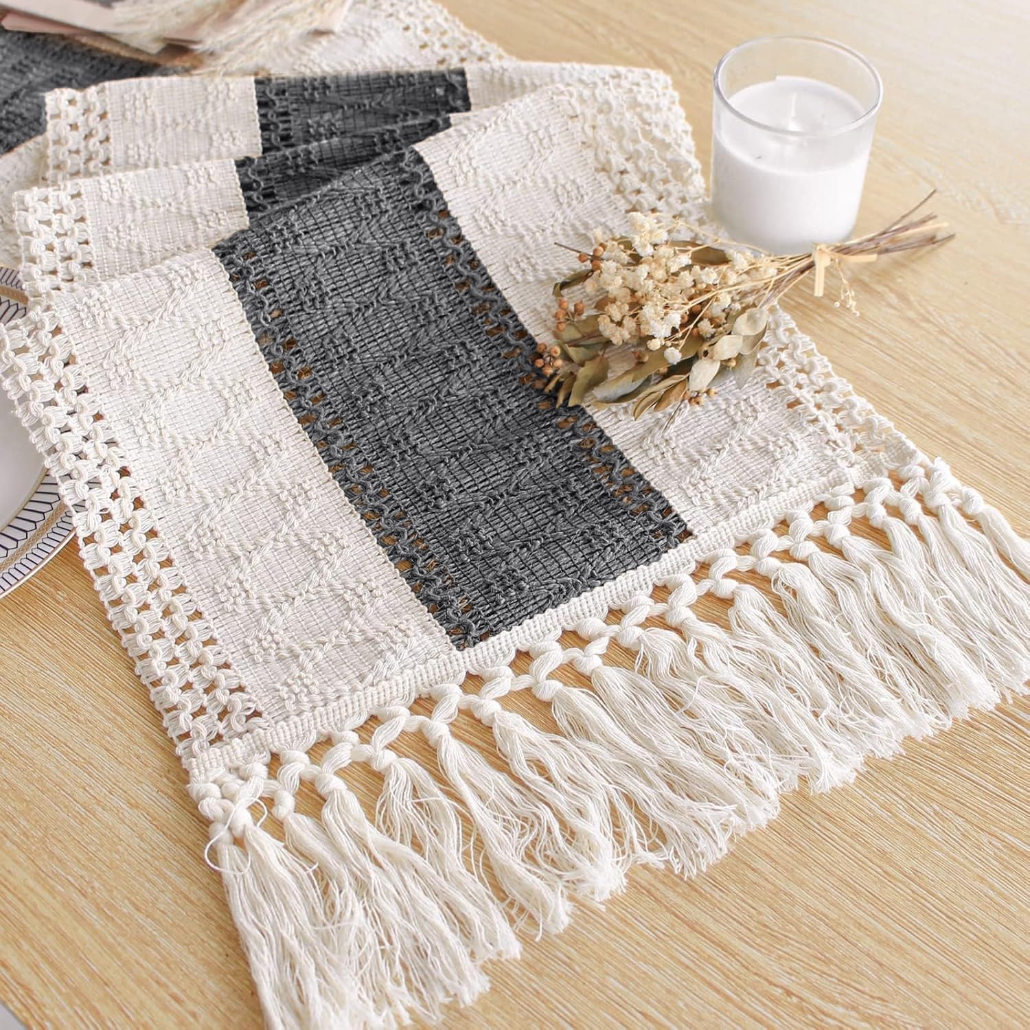 FEXIA Boho Table Runner for Thanksgiving Fall Christmas