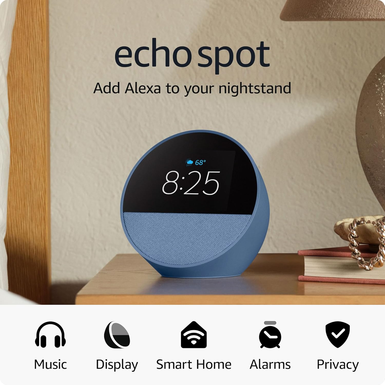 Amazon Echo Spot Smart Alarm Clock with Alexa